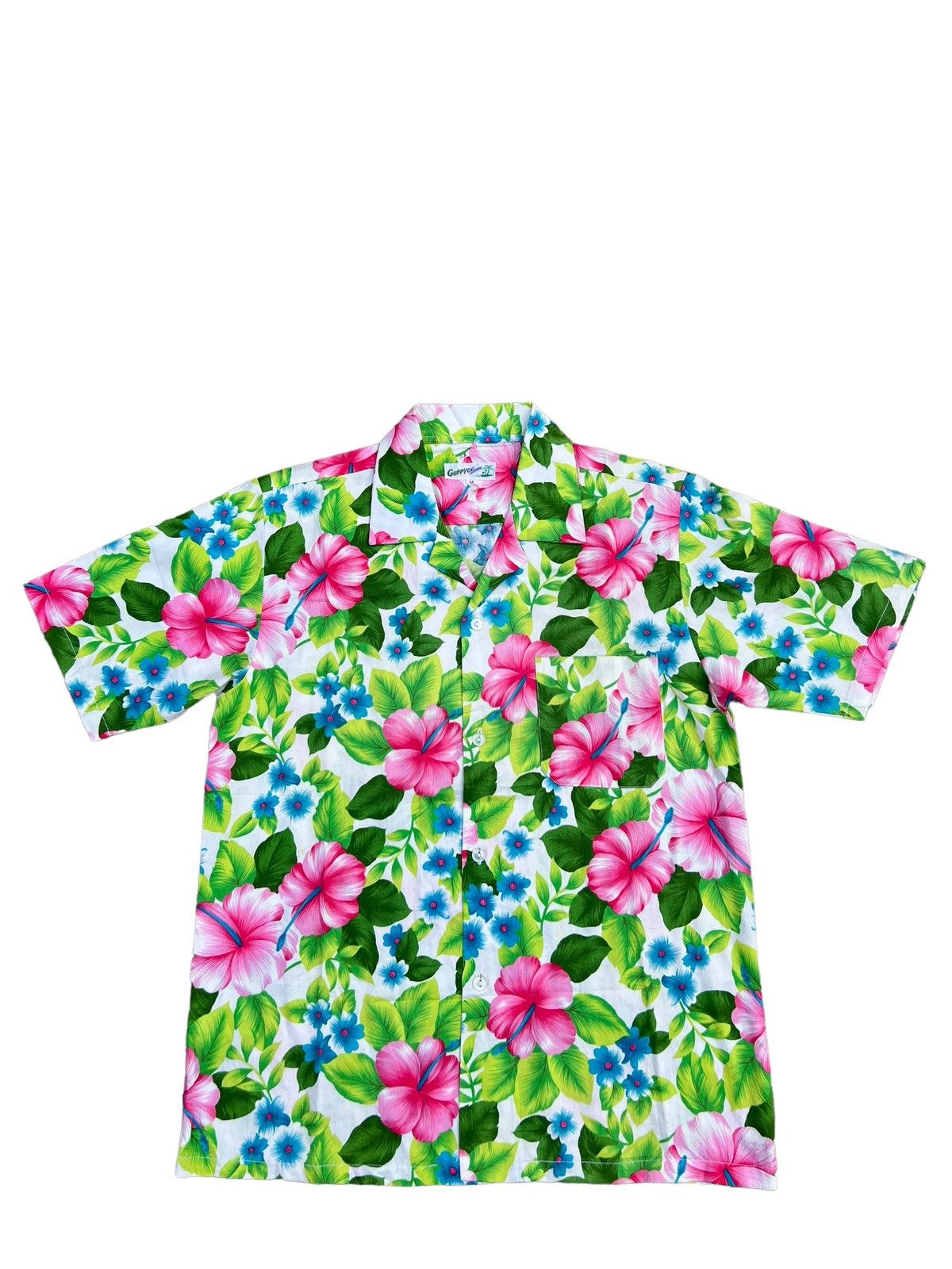 Japanese Brand Vintage 80s Guppy Okinawa Hibiscus Hawaiian Shirt Size US M / EU 48-50 / 2 - 1 Thumbnail