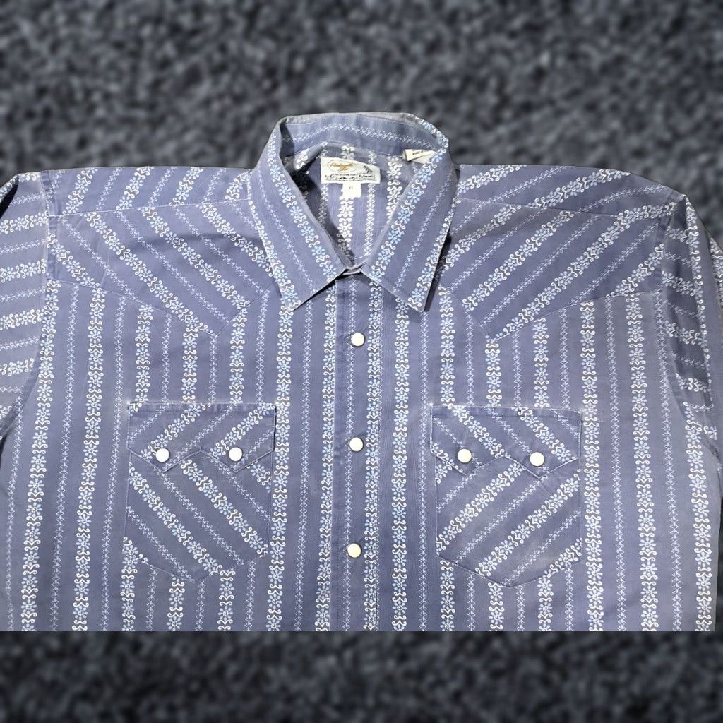 Vintage VINTAGE Panhandle Slim Western Shirt Blue Mens XL Pearl Snap Floral Cowboy Long Sleeve Size US XL / EU 56 / 4 - 1 Thumbnail