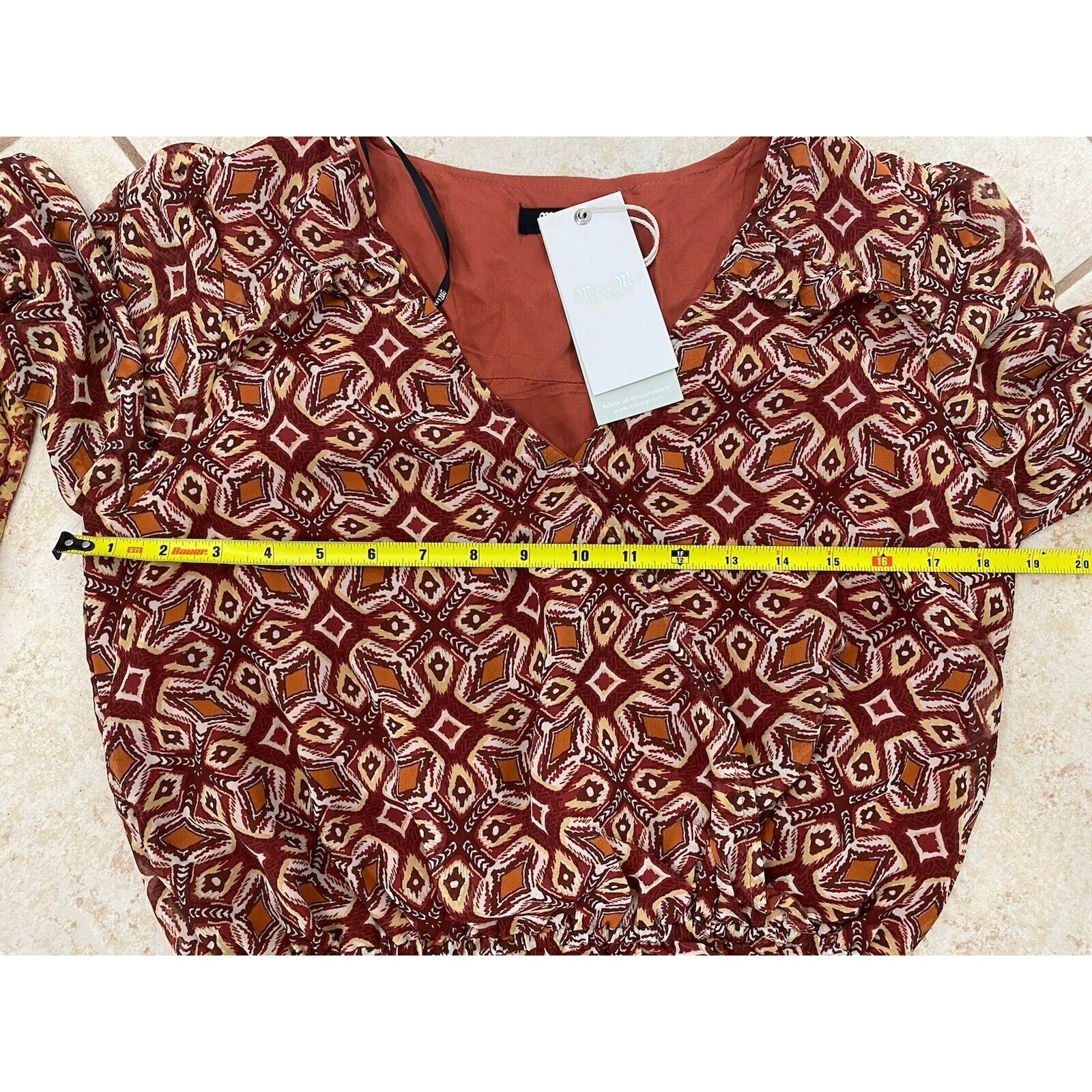 Miss Me NWT MISS ME Red Orange Bell Sleeve Cinched Waist Top Boho Size S / US 4 / IT 40 - 8 Thumbnail