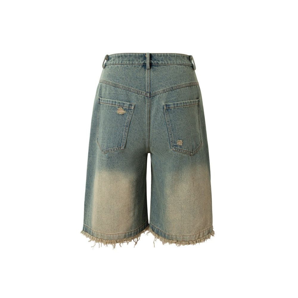 Japanese Brand × Vintage Fashion men's distressed washed gradient denim shorts Size US 32 / EU 48 - 2 Thumbnail