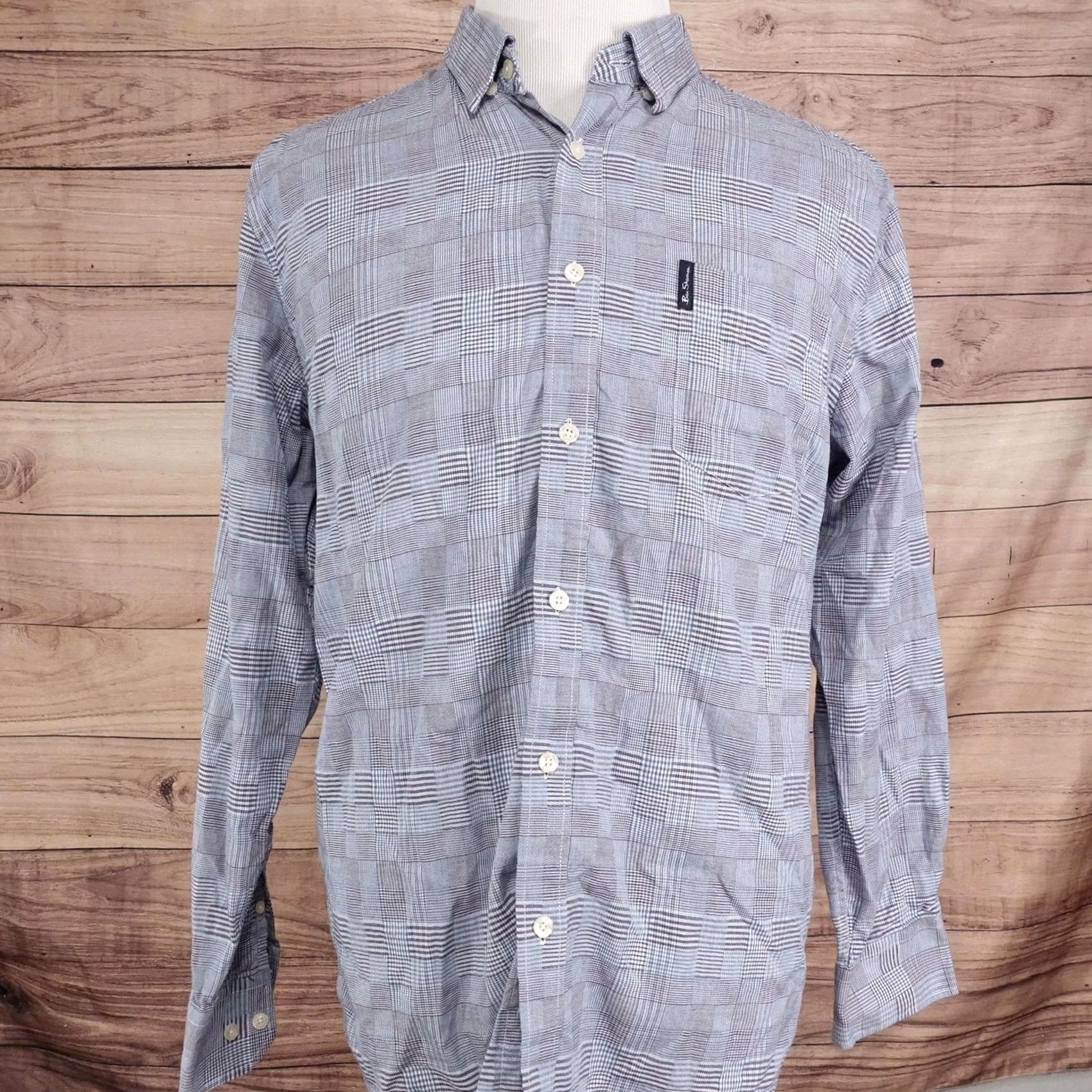Ben Sherman Ben Sherman Shirt Mens XL Blue Plaid Long Sleeve Button-Up Regular Fit Size US XL / EU 56 / 4 - 3 Thumbnail