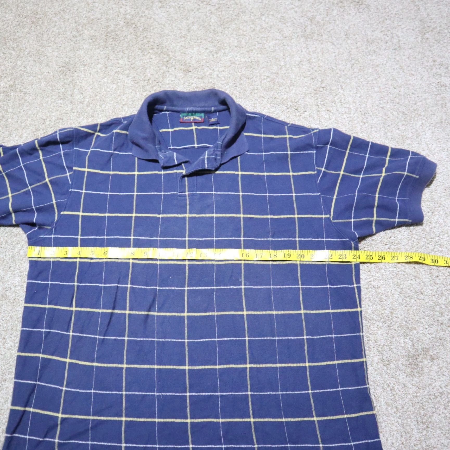 Vintage Saddlebred Polo Shirt Blue Plaid Short Sleeve Adult Large Easy Care Golf Mens Size US L / EU 52-54 / 3 - 4 Thumbnail