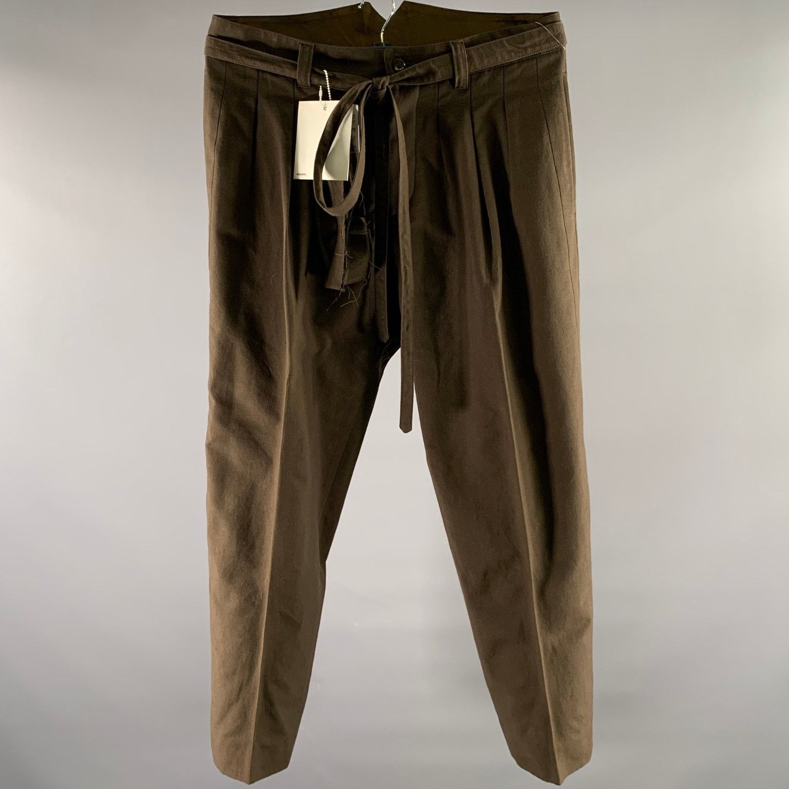 Visvim VISVIM Size L Brown Olive Wool Blend Pleated Belted Pants Size US 34 / EU 50 - 1 Thumbnail
