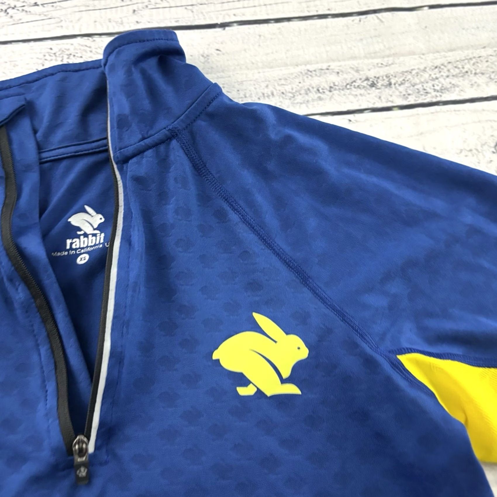 Vintage Rabbit Boston Marathon Long Sleeve 1/4 Zip Athletic Shirt Women's XS Blue Yellow Size XS / US 0-2 / IT 36-38 - 2 Thumbnail