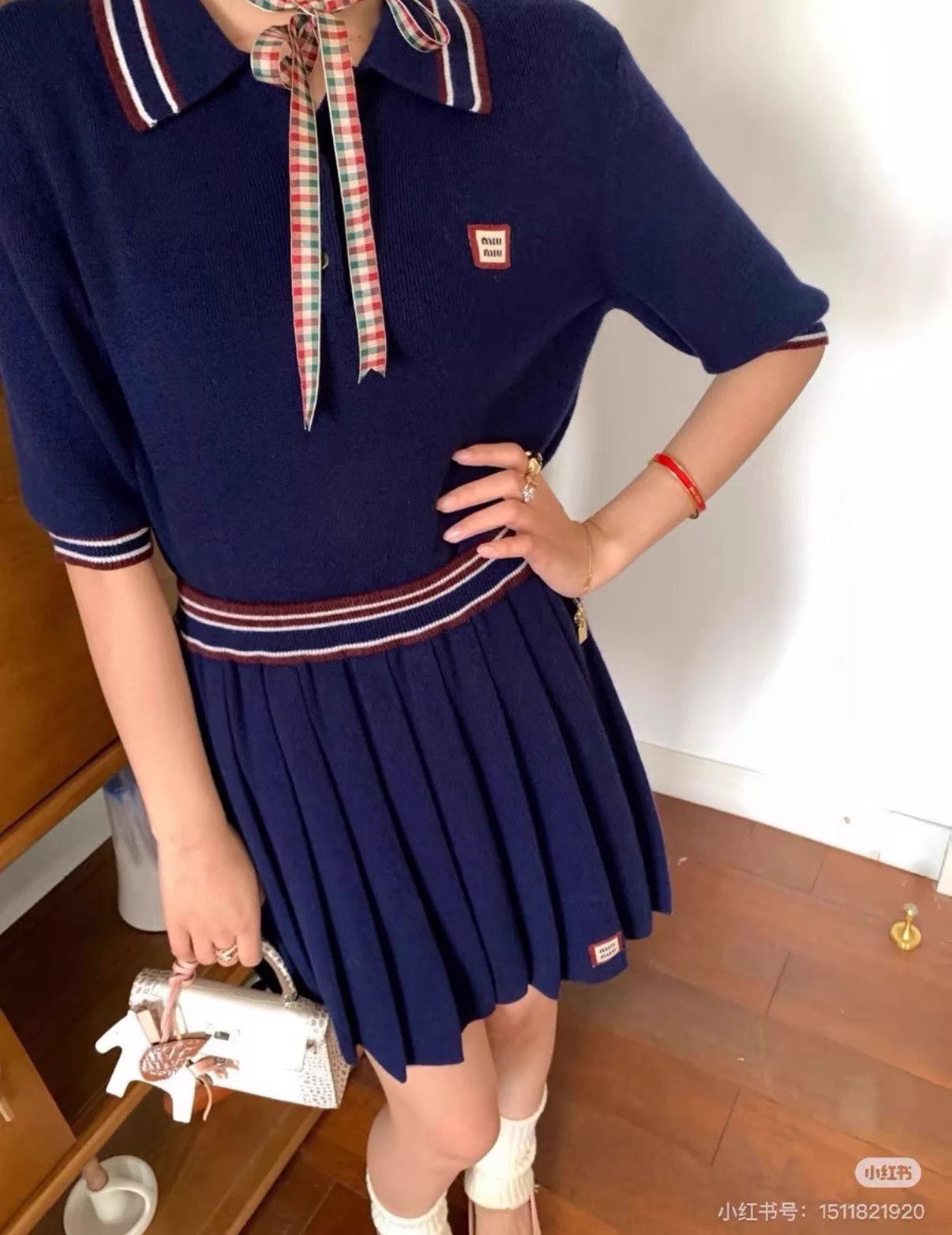 Miu Miu MIU MIU Navy Blue Pleated Skirt 38 New with Tags Size 26" / US 2 / IT 38 - 9 Thumbnail