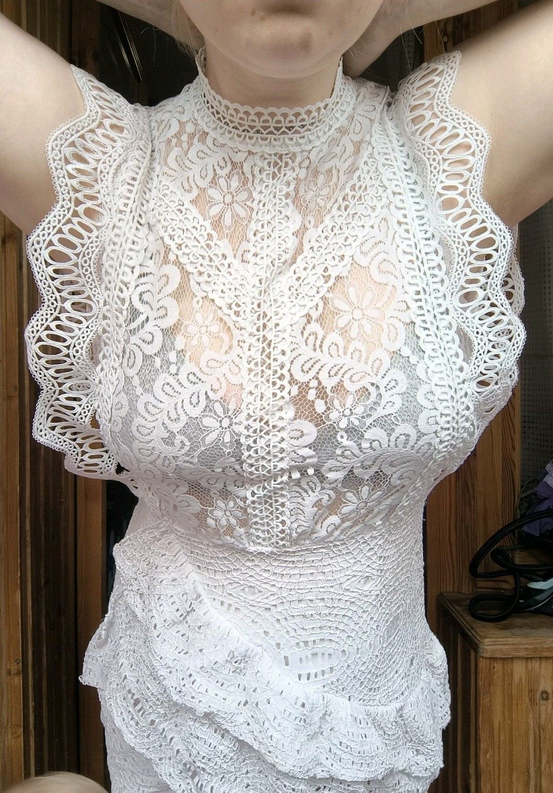 Vintage Bohemian Summer Cotton Dress With Lace Sz 4 Size S / US 4 / IT 40 - 2 Thumbnail