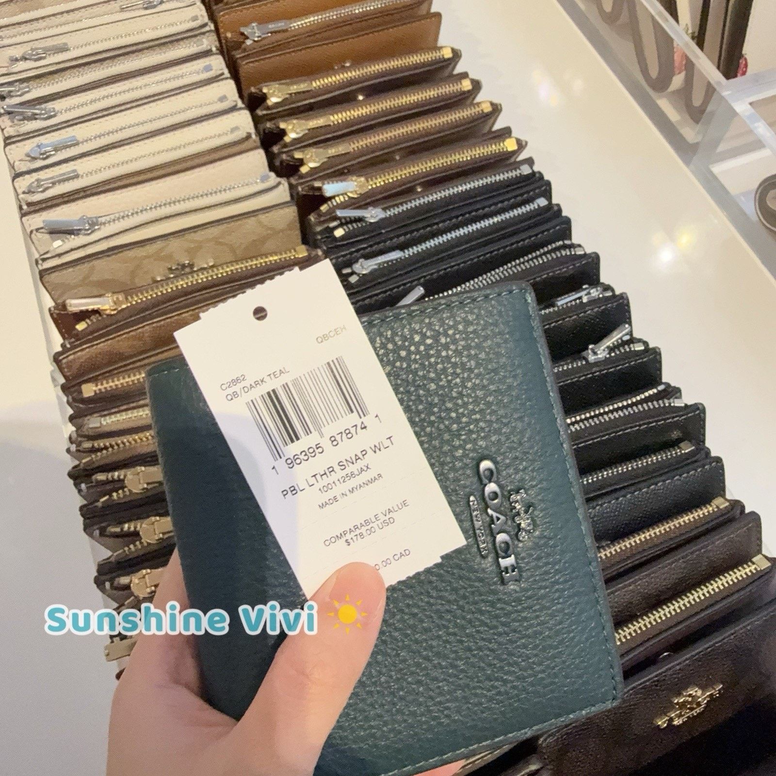 Coach NWT Coach Snap Wallet C2862 Dark Teal Green Pebbled Leather Size ONE SIZE - 3 Thumbnail