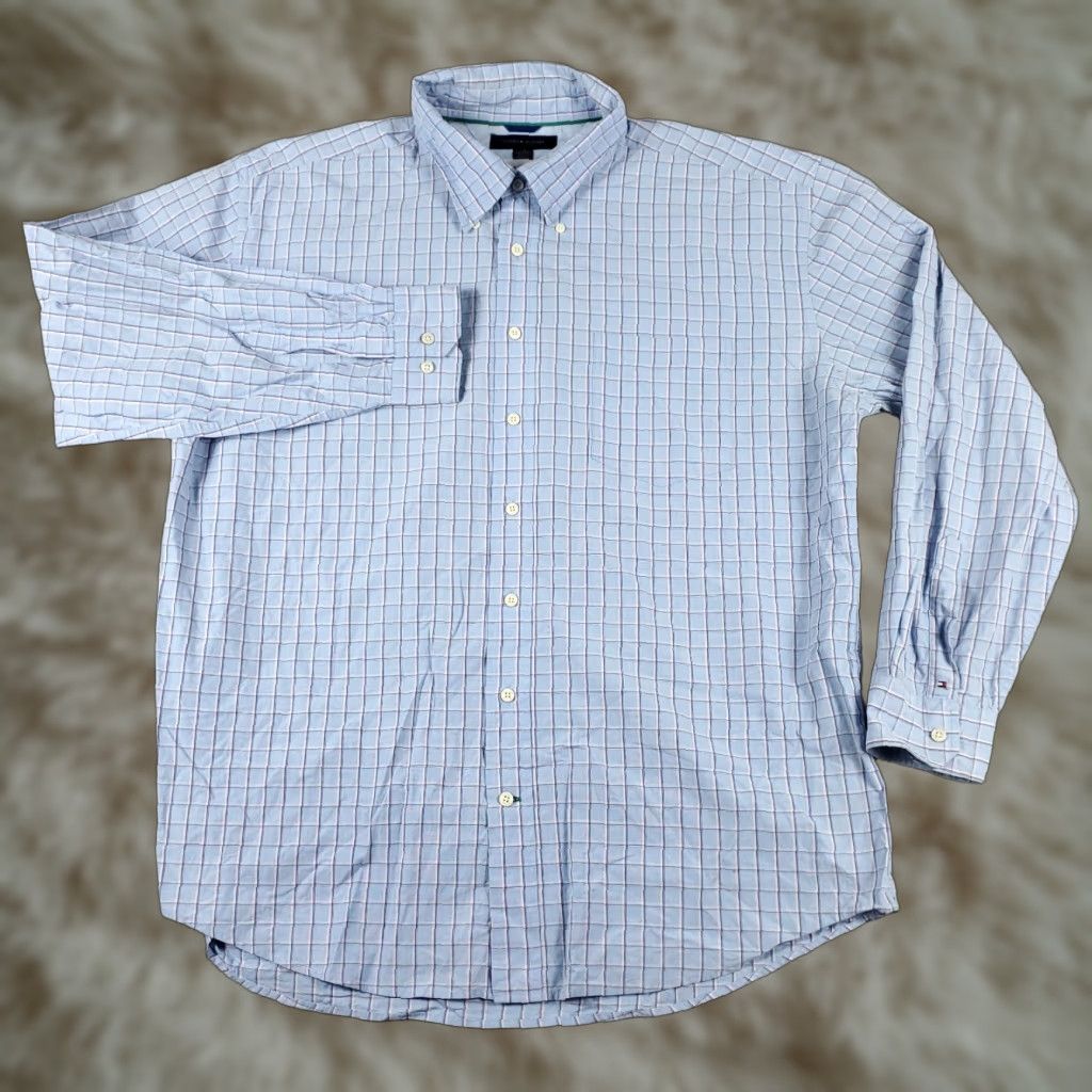 Tommy Hilfiger Tommy Hilfiger Shirt Men 2XL Blue Check Button-Up Long Sleeve Cotton Logo Mens Size US XXL / EU 58 / 5 - 1 Thumbnail