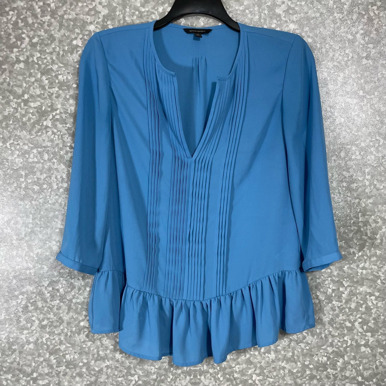 Banana Republic Banana Republic Womens Blue Pintuck Ruffle Blouse - Small Size S / US 4 / IT 40 - 1 Thumbnail