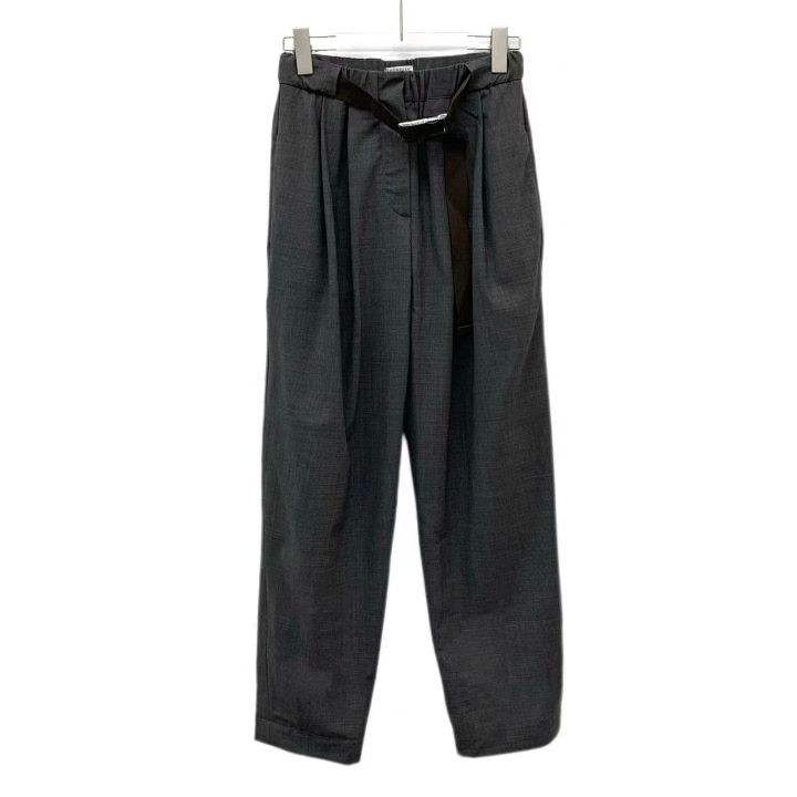 Brunello Cucinelli Brunello Cucinelli Gray Wool Belted Trousers Size 28" / US 6 / IT 42 - 1 Thumbnail