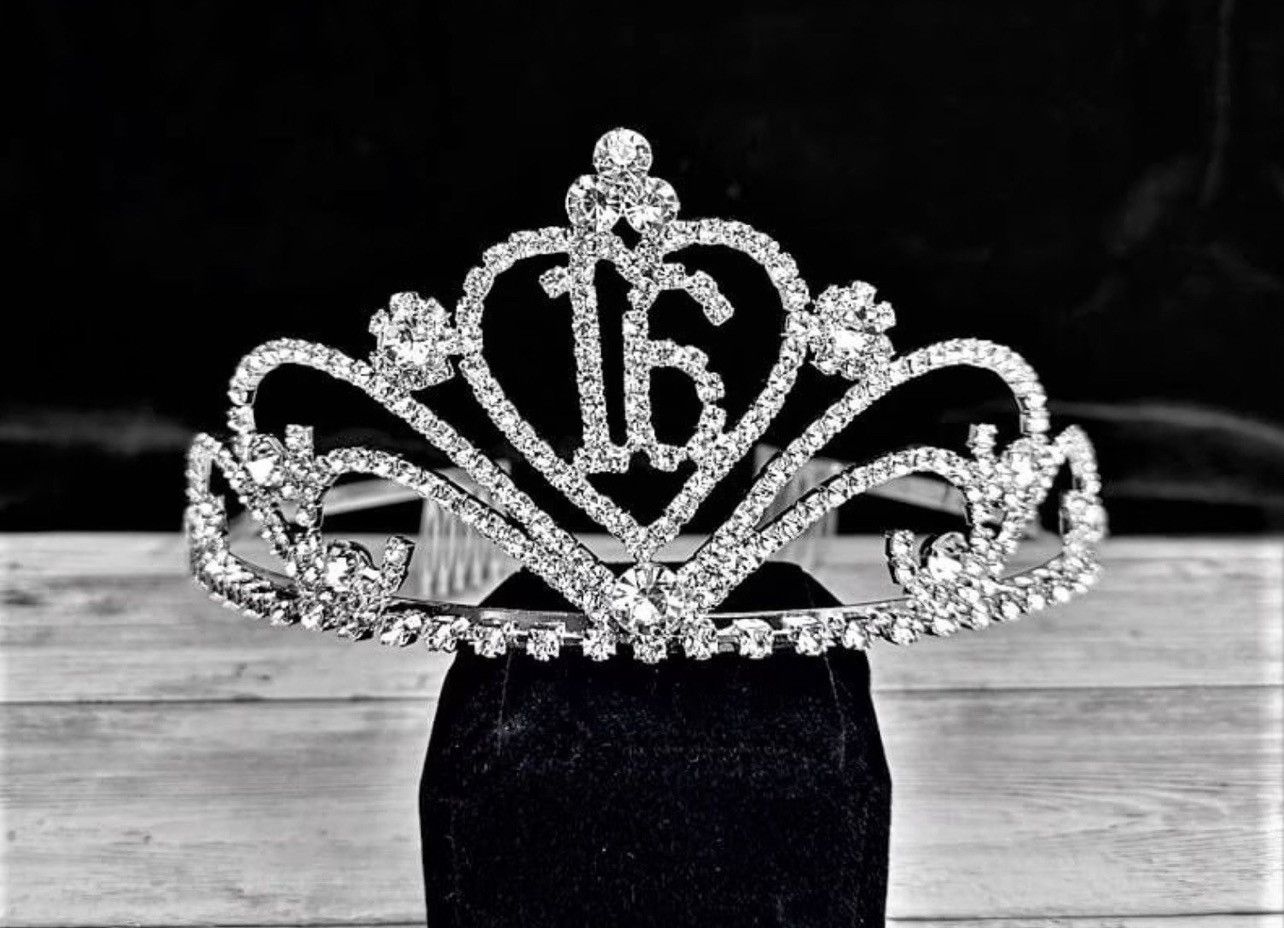 Other Silver Rhinestone Sweet 16 Crown Tiara Gift Keepsake Size ONE SIZE - 1 Preview