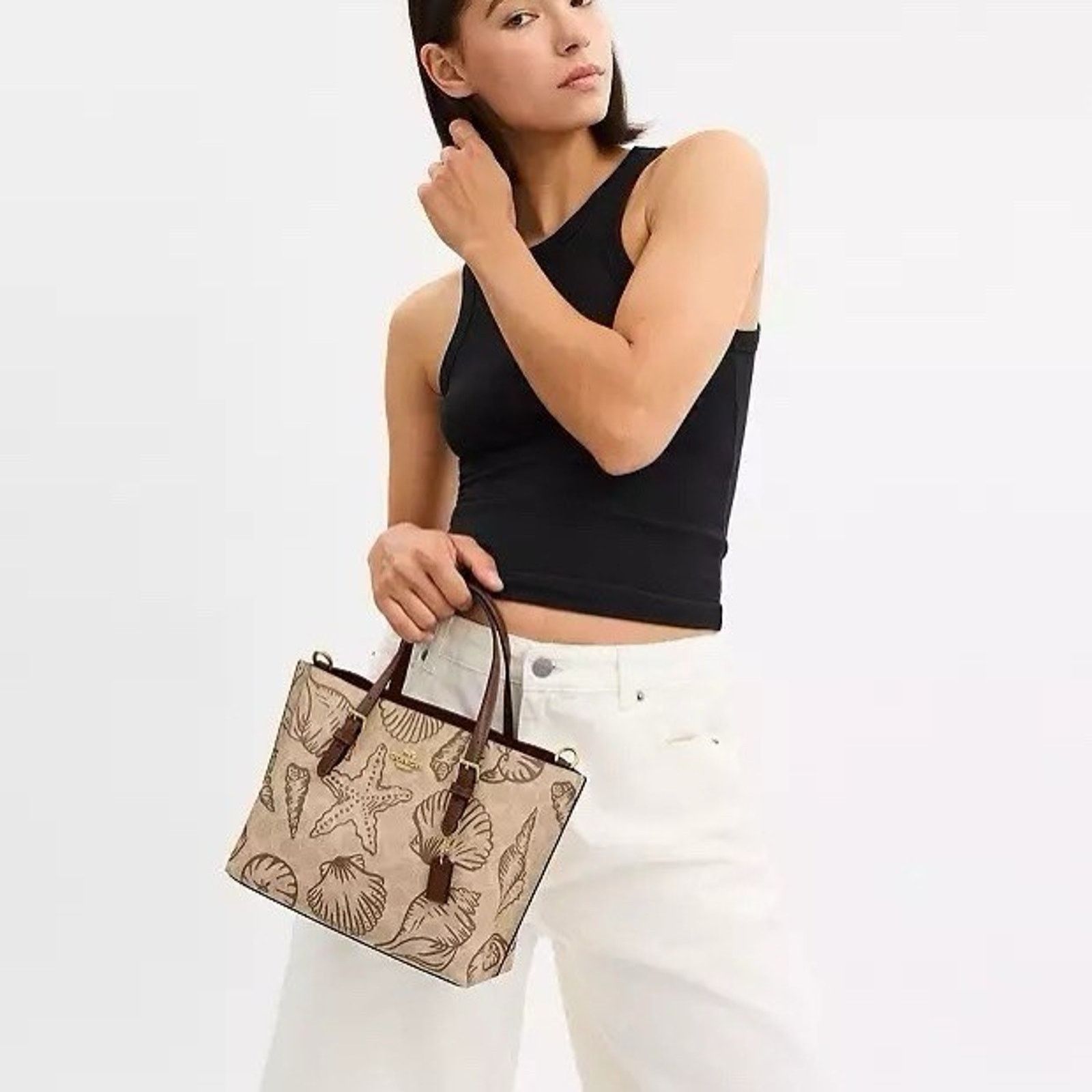 Coach NWT Coach Mollie Tote Bag 25 Signature Canvas Shell CBH63 Size ONE SIZE - 9 Thumbnail