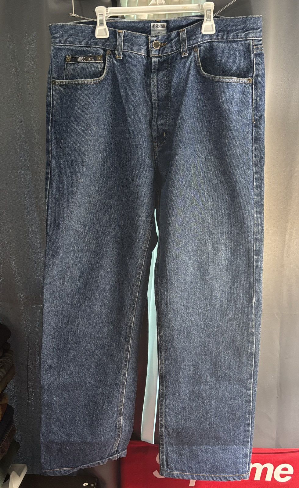 Designer × Moschino × Vintage Vintage Moschino Denim peace patch button fly jeans Size US 36 / EU 52 - 1 Thumbnail