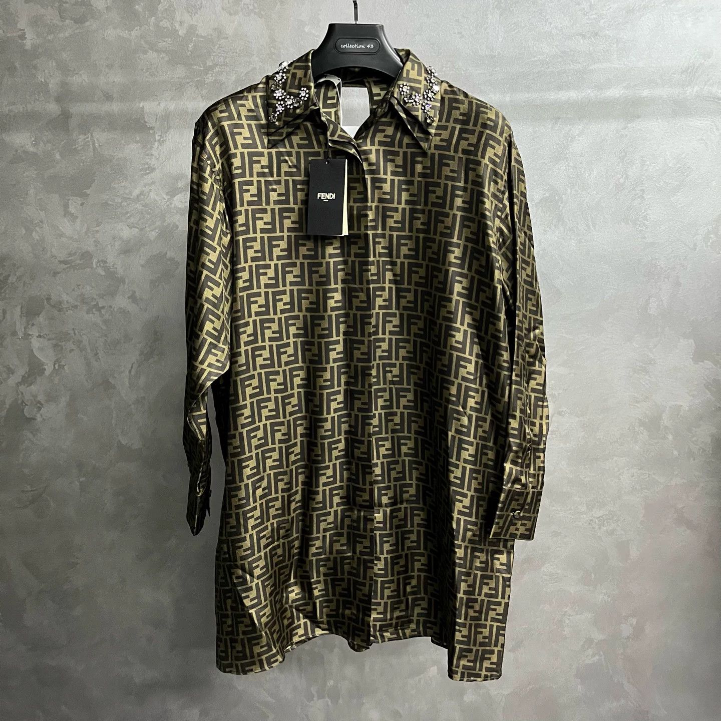 Fendi Fendi Brown Logo Shirt Dress Size S / US 4 / IT 40 - 1 Thumbnail