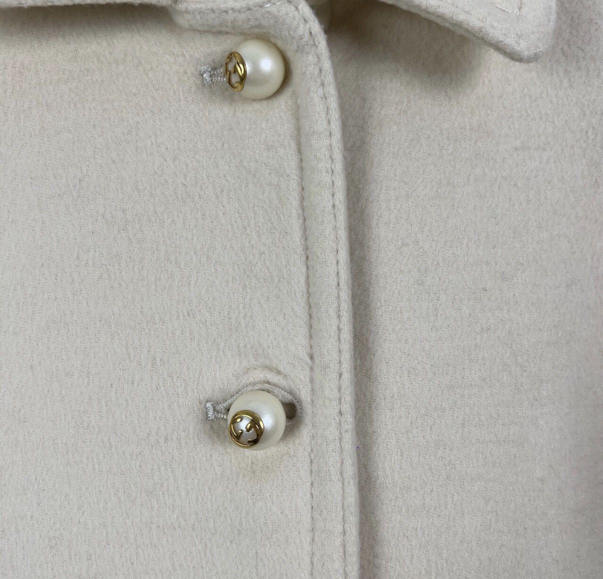 Gucci Gucci/Gucci Double G Pearl Button White Wool Coat K12 Size M / US 6-8 / IT 42-44 - 5 Thumbnail