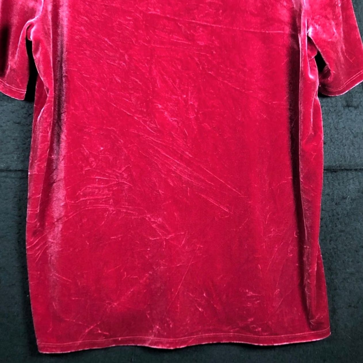 Loft LOFT Outlet Womens Blouse Red Velvet Crew Neck Short Sleeve Stretch M | Solid Polyester Spandex Size M / US 6-8 / IT 42-44 - 3 Thumbnail