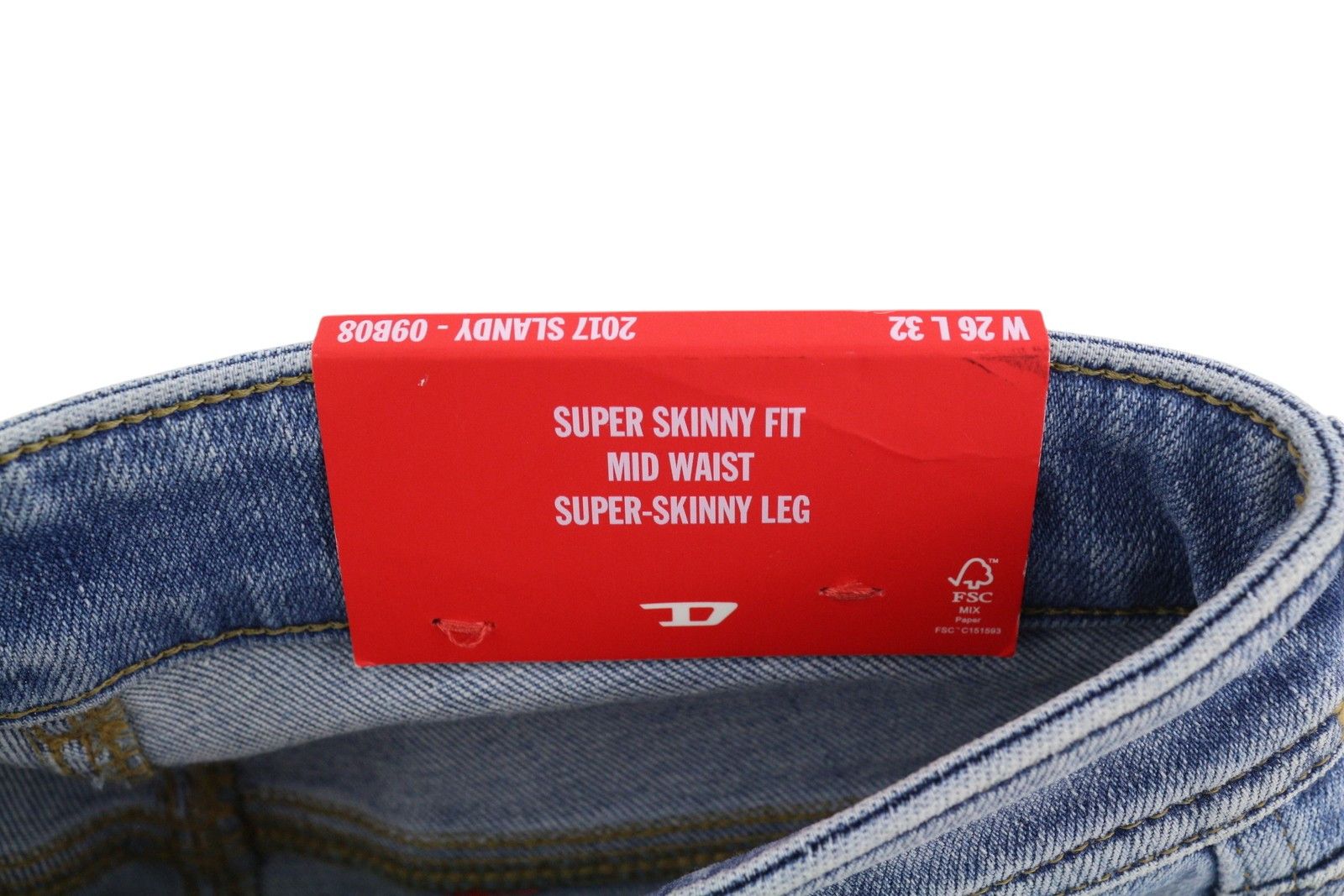 Diesel 2017 SLANDY 09B08 W26/L32 Super Skinny Mid Waist 40680 Size 26" / US 2 / IT 38 - 11 Thumbnail