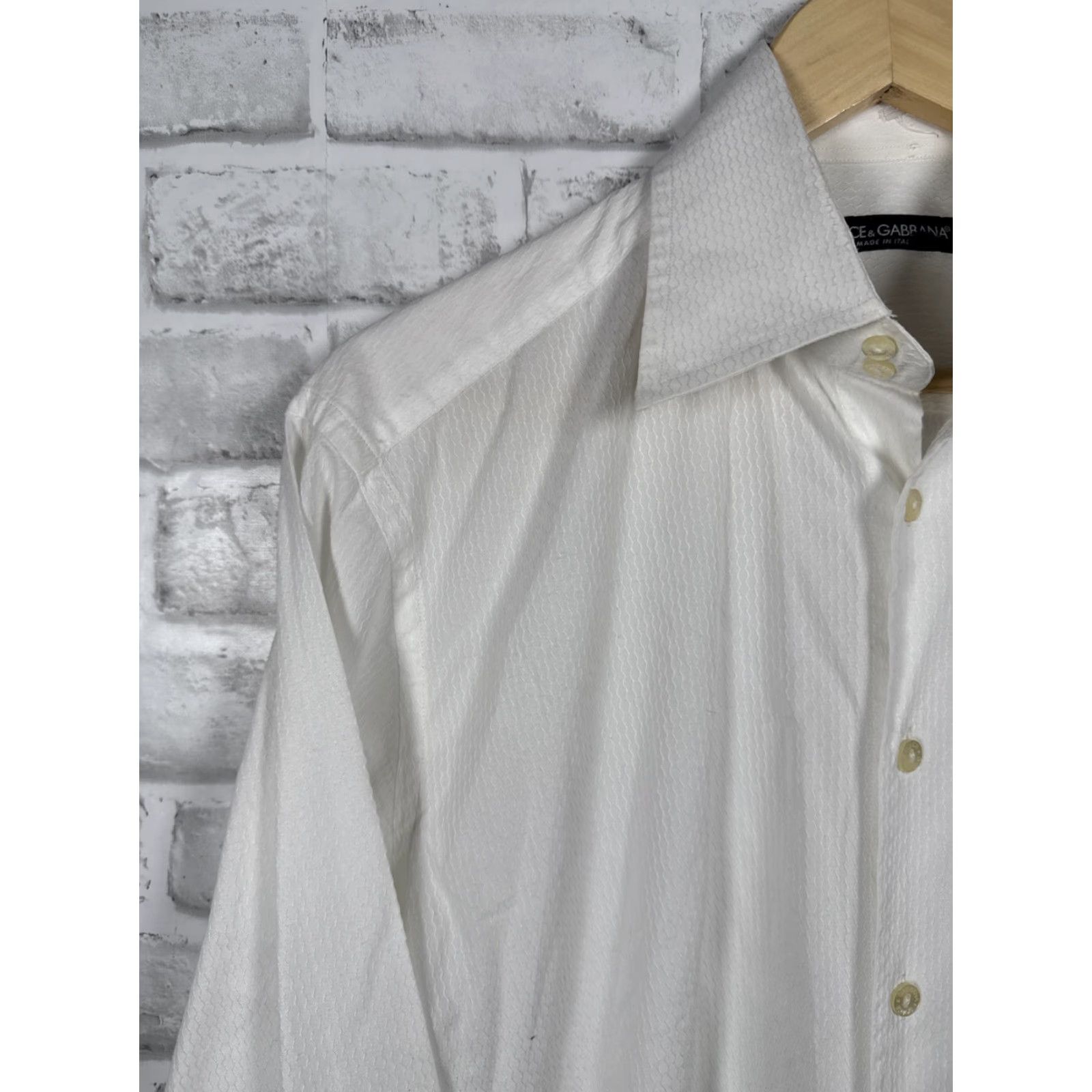 Dolce & Gabbana VINTAGE DOLCE&GABBANA Made in Italy Mens White Cotton Dress Shirt 15.5 / 39 Slim Button Collared 100% Cotton Solid Size 42R - 6 Thumbnail