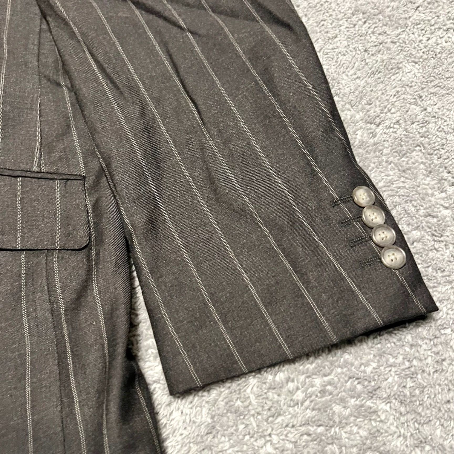 Crombie Crombie Blazer Jacket Mens 44 Long Grey Pinstripe Wool 2 Button Super 110 Size 44R - 2 Thumbnail