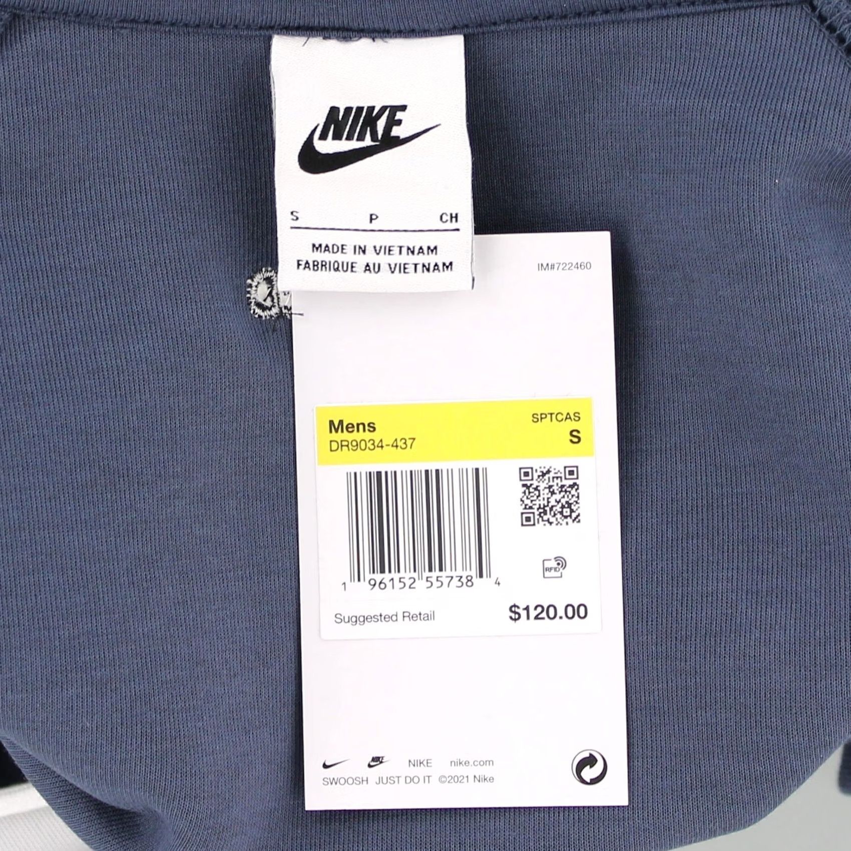 Nike Nike Hoodie Men Pullover Cotton Poly Blend Drawstring Closure Blue 68% Cotton 34% Polyester Logo Fleece All Seasons Pockets Regular Size S Size US S / EU 44-46 / 1 - 5 Thumbnail