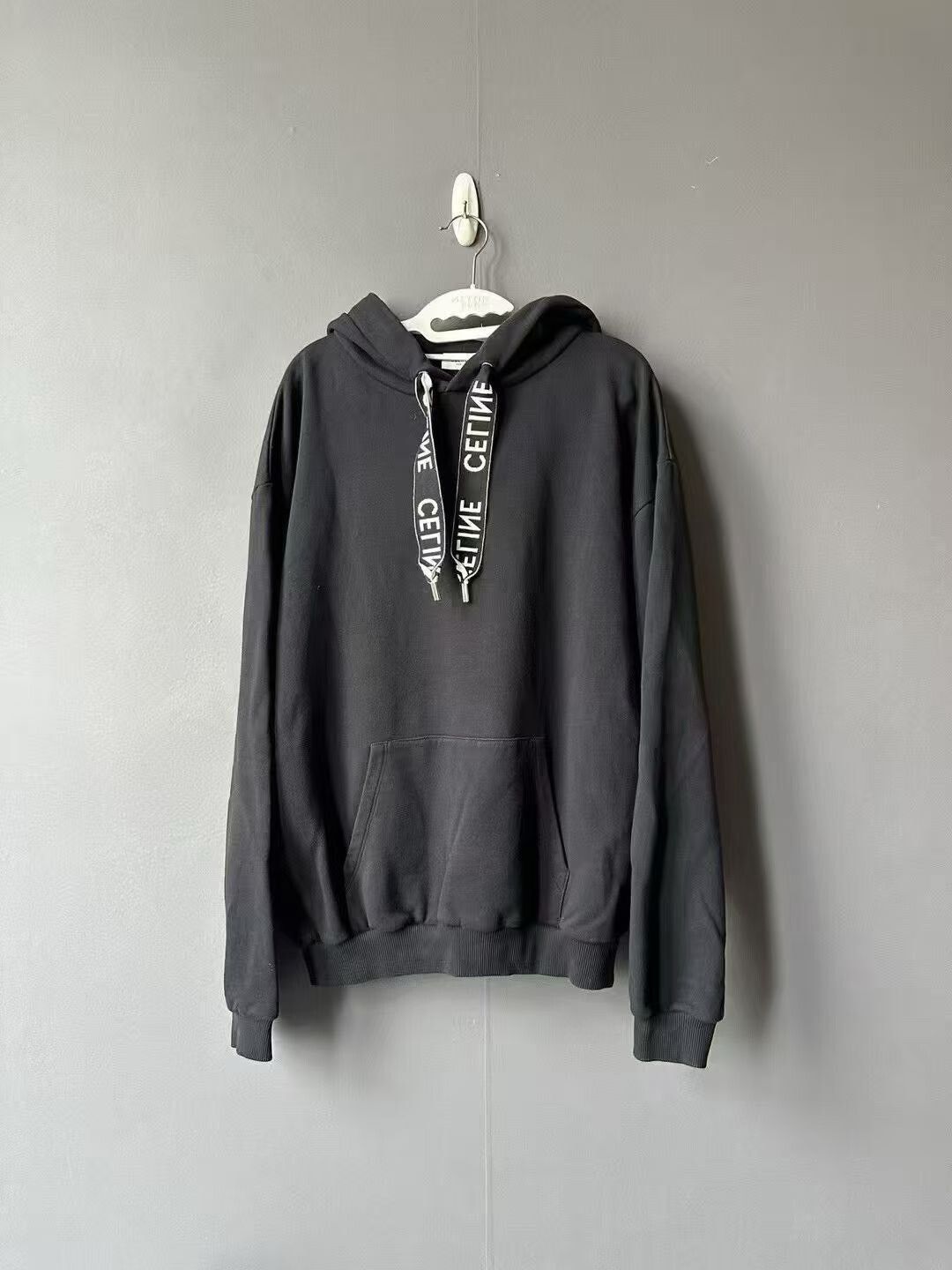 Celine Celine Black Drawstring Letter Hoodie Size US L / EU 52-54 / 3 - 1 Thumbnail