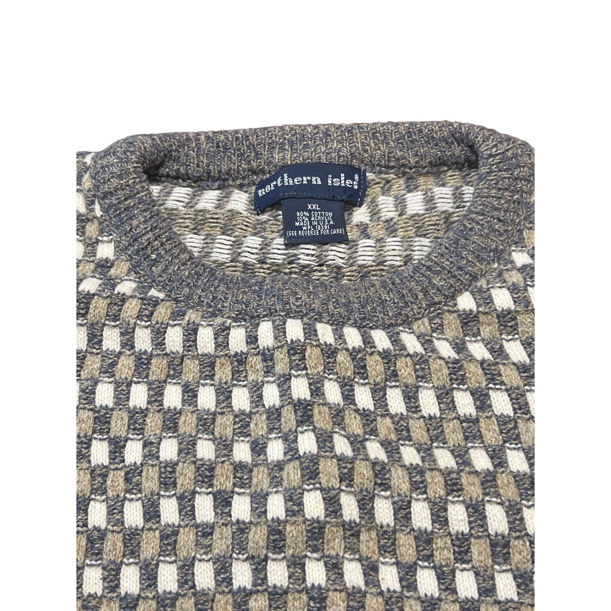 Northern Isles Vintage Northern Isles Crewneck Sweater Gray Beige White Che Size US XXL / EU 58 / 5 - 4 Thumbnail