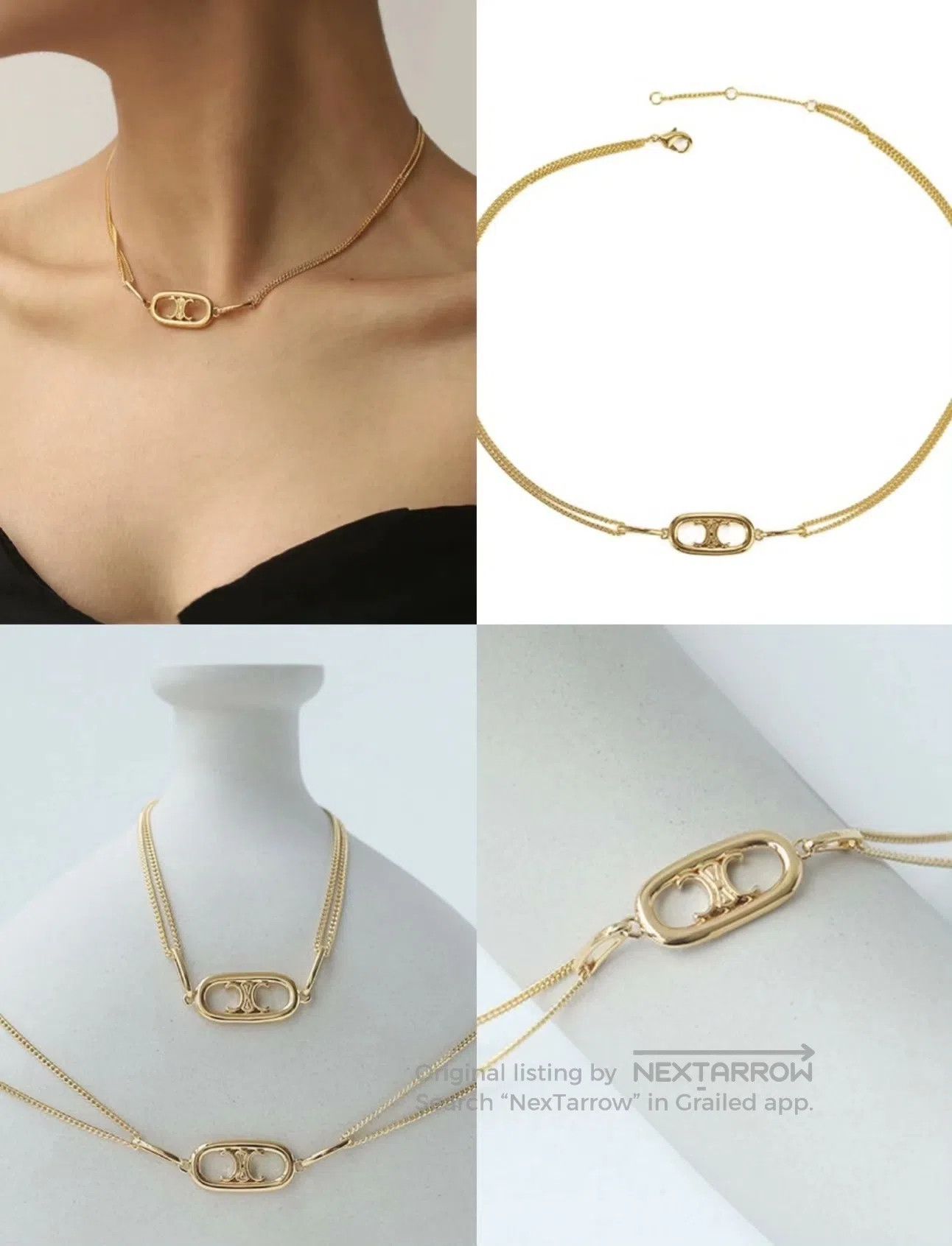 Celine CELINE Golden Triumphal Arch Logo Necklace| Size ONE SIZE - 4 Thumbnail