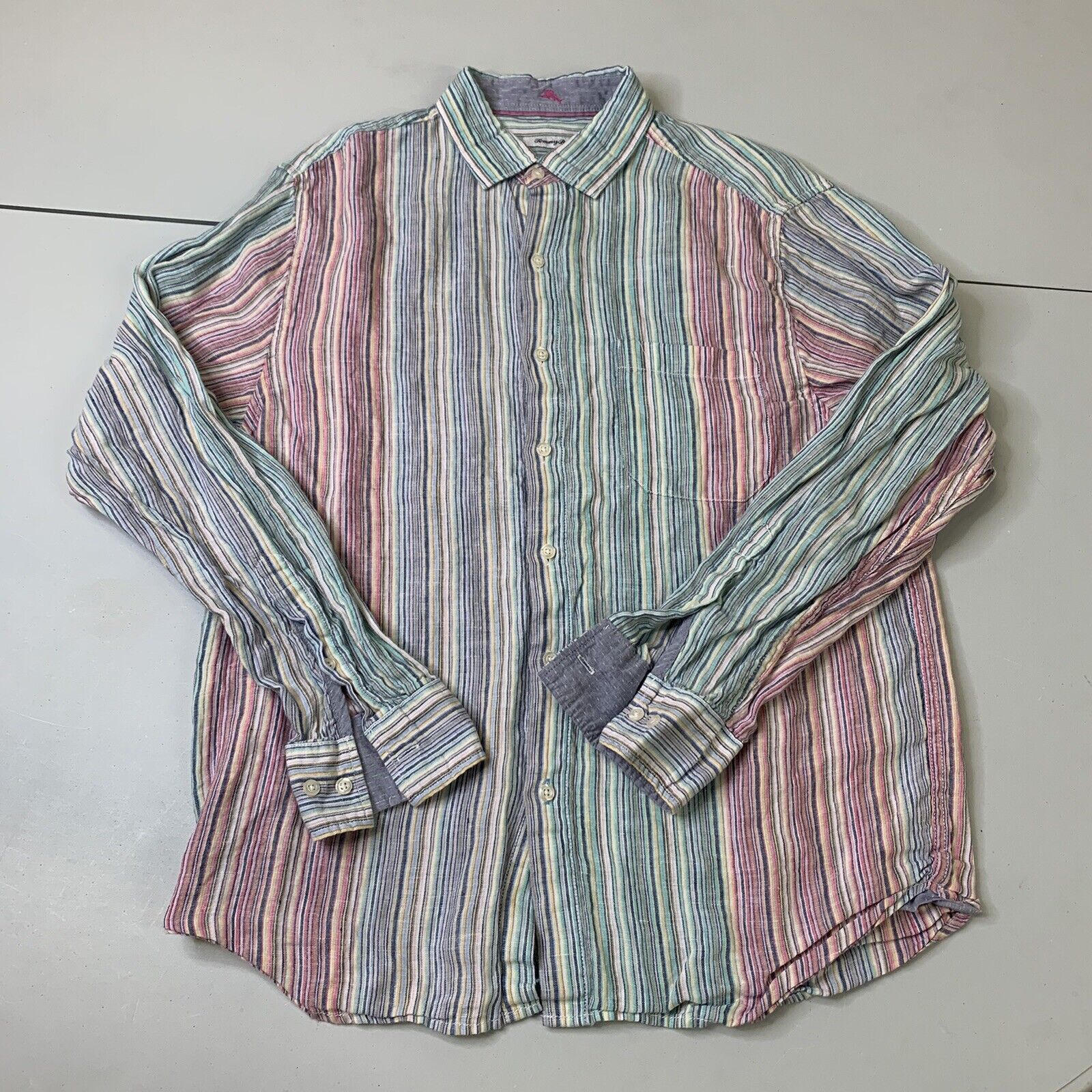 Tommy Bahama Mens Tommy Bahama Button Down Shirt Long Sleeve M Multicolor  Striped Preppy