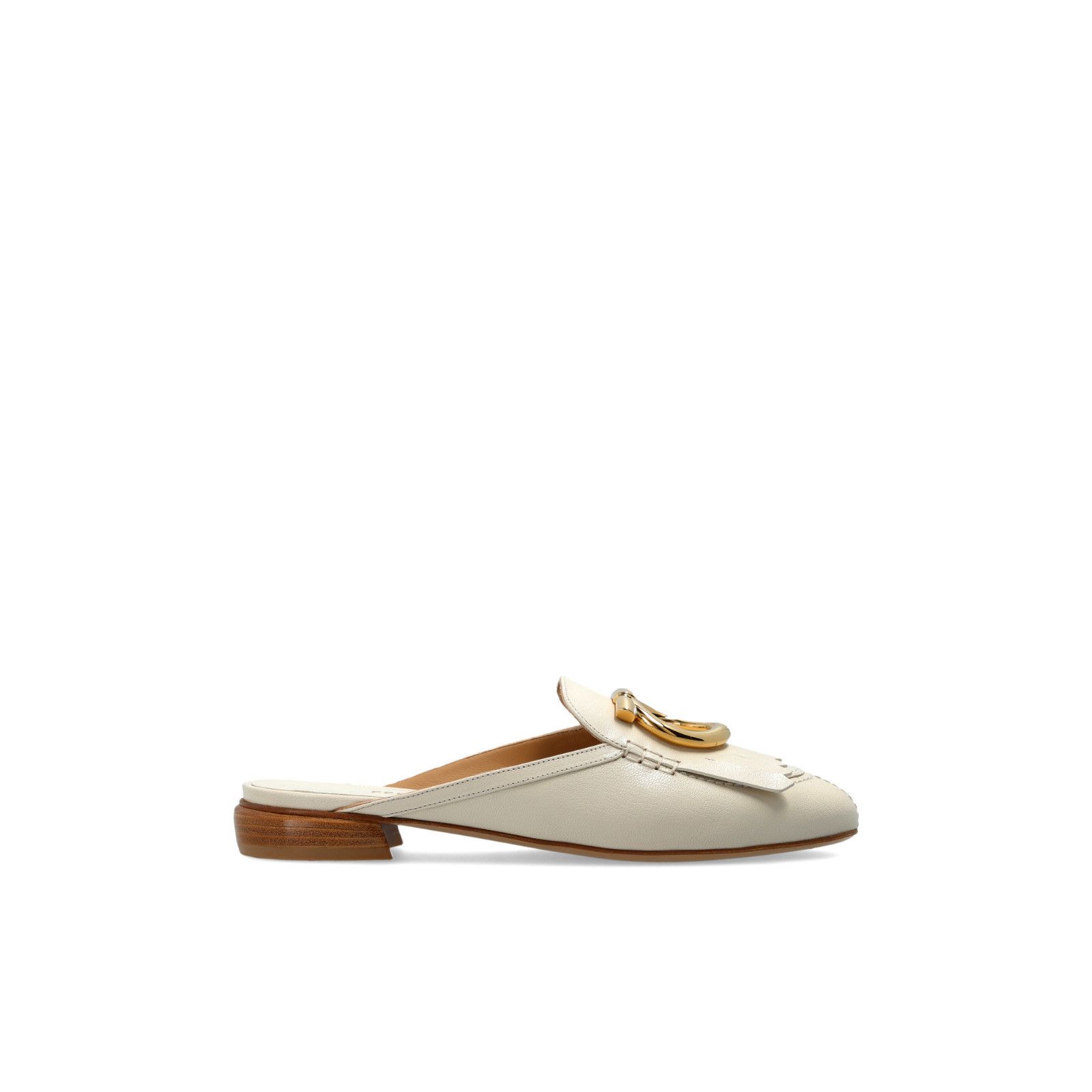 FERRAGAMO Sibilly Cream Leather Slides New & Authentic (Wome