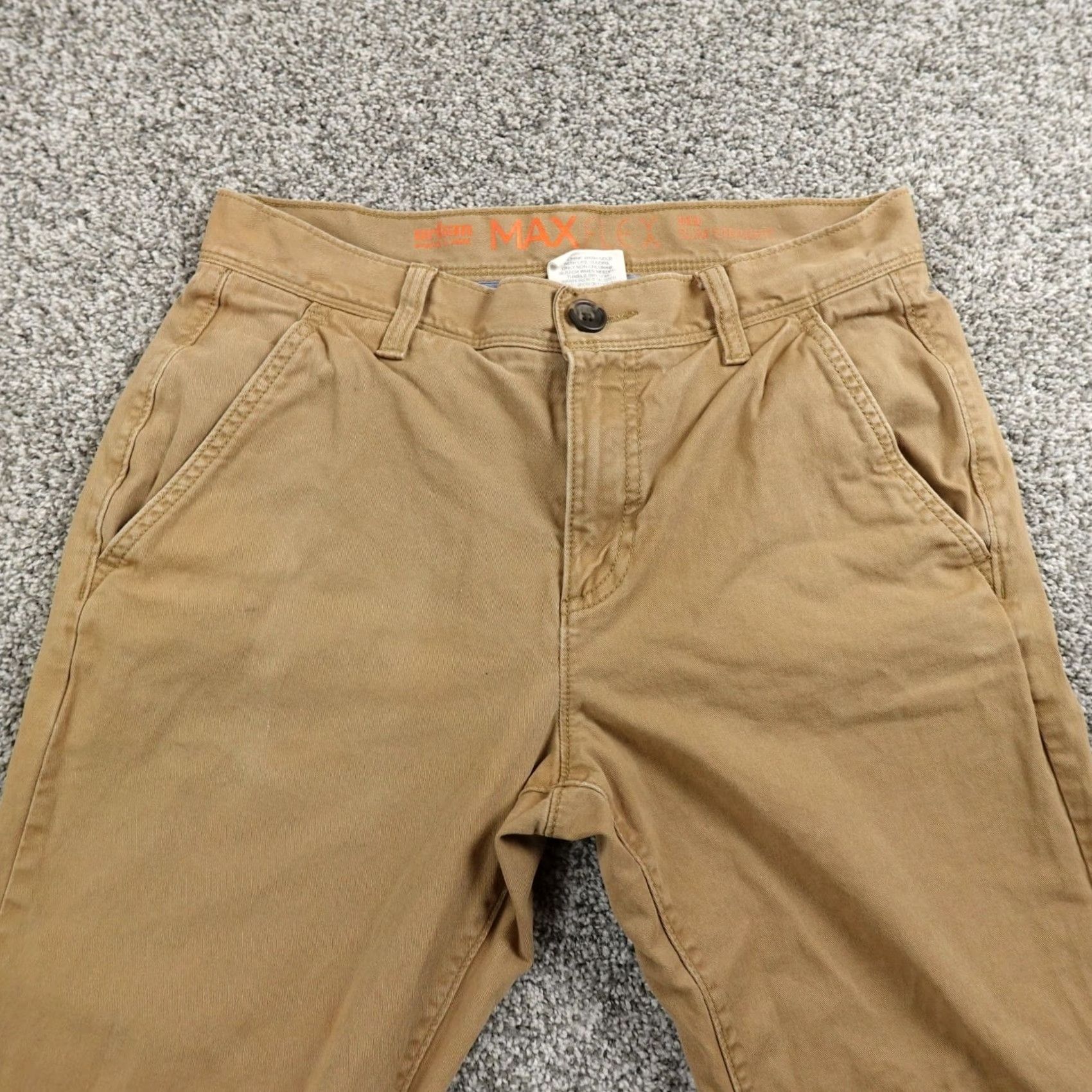 Vintage Urban Pipeline Pants Slim Straight Brown Khaki 30x30 Mens Chino Stretch Front Flat Front 30in Inseam Slim Fit Casual Workwear Size US 30 / EU 46 - 6 Thumbnail