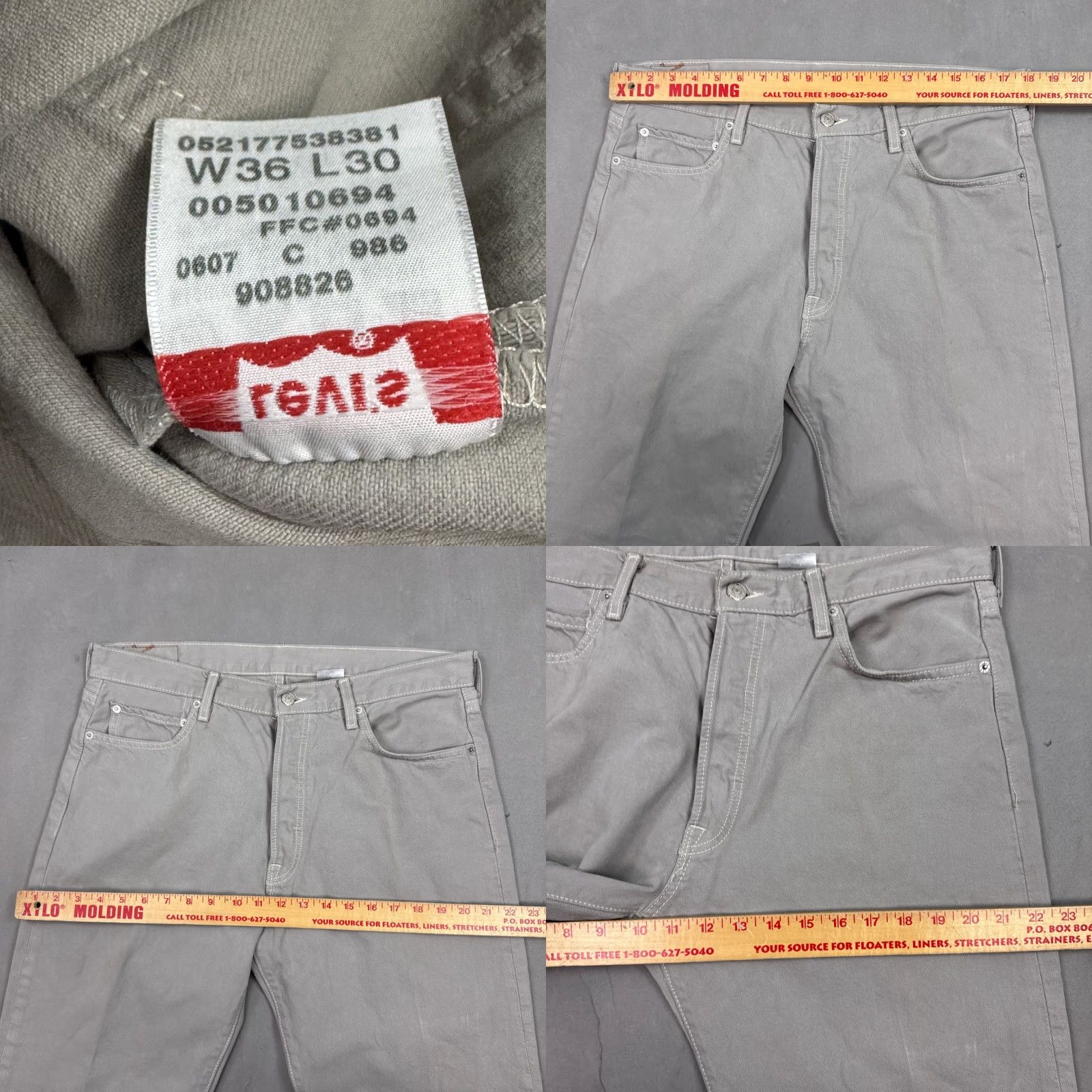 Levi's Levi's 501 Jeans Mens 36x26 Gray Button Fly Denim Pants Work Chore Vintage 90s (Tag36x30) Size US 36 / EU 52 - 9 Thumbnail