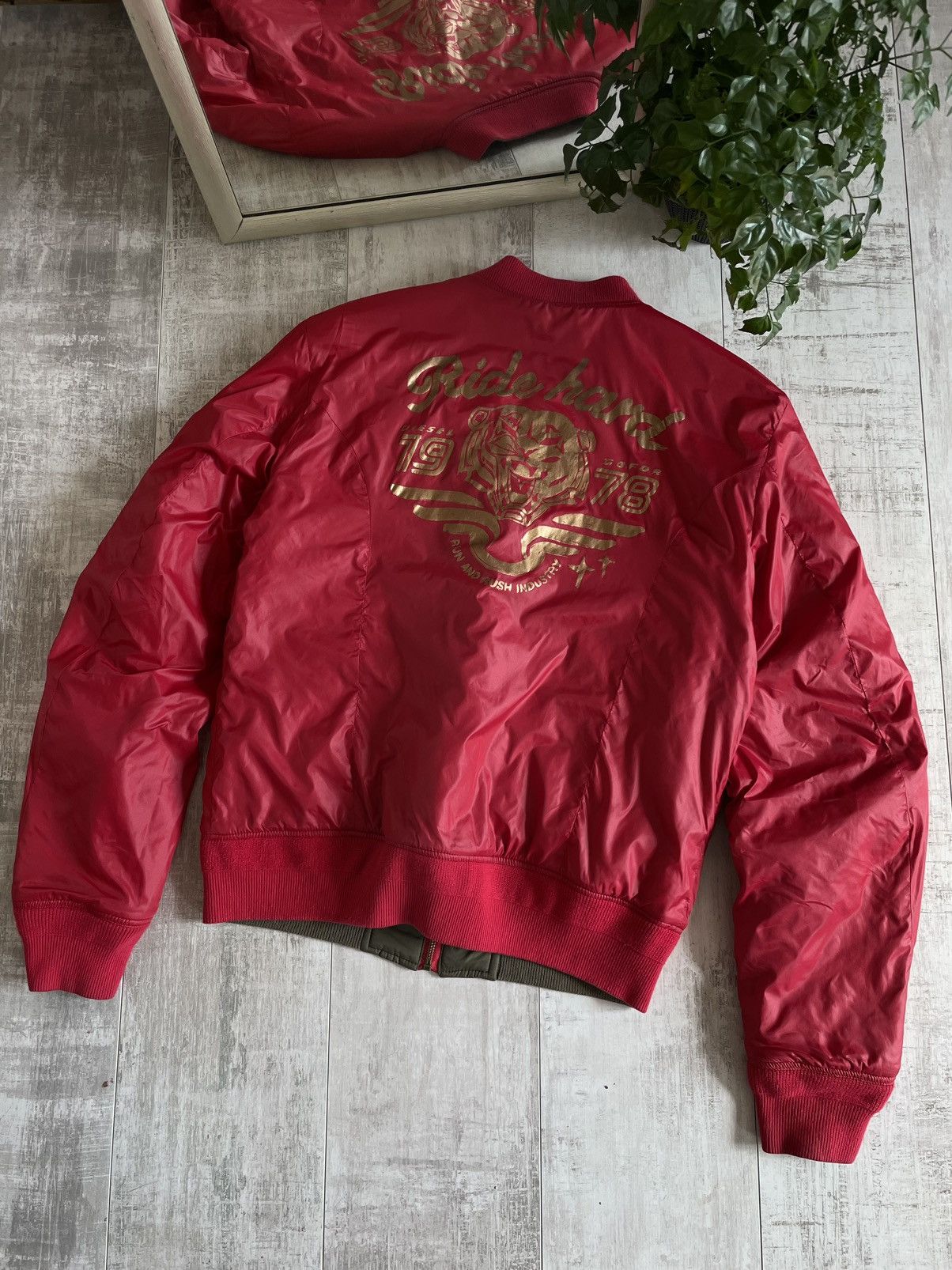 Diesel × Japanese Brand × Vintage Diesel Ride Hard Reversible Jacket Gold Tiger Logo Y2K RARE Size US L / EU 52-54 / 3 - 4 Thumbnail
