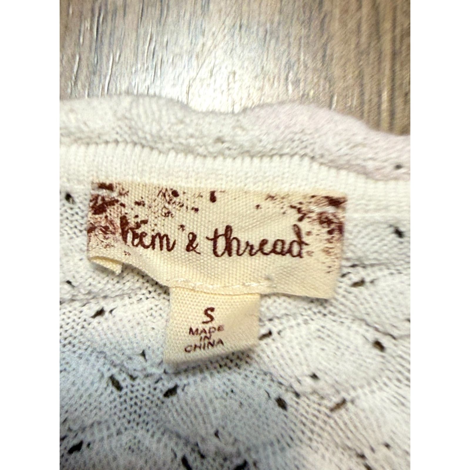 Vintage Hem & Thread Blouse Shirt Women's Small White Short Sleeve Knitted Size S / US 4 / IT 40 - 5 Thumbnail