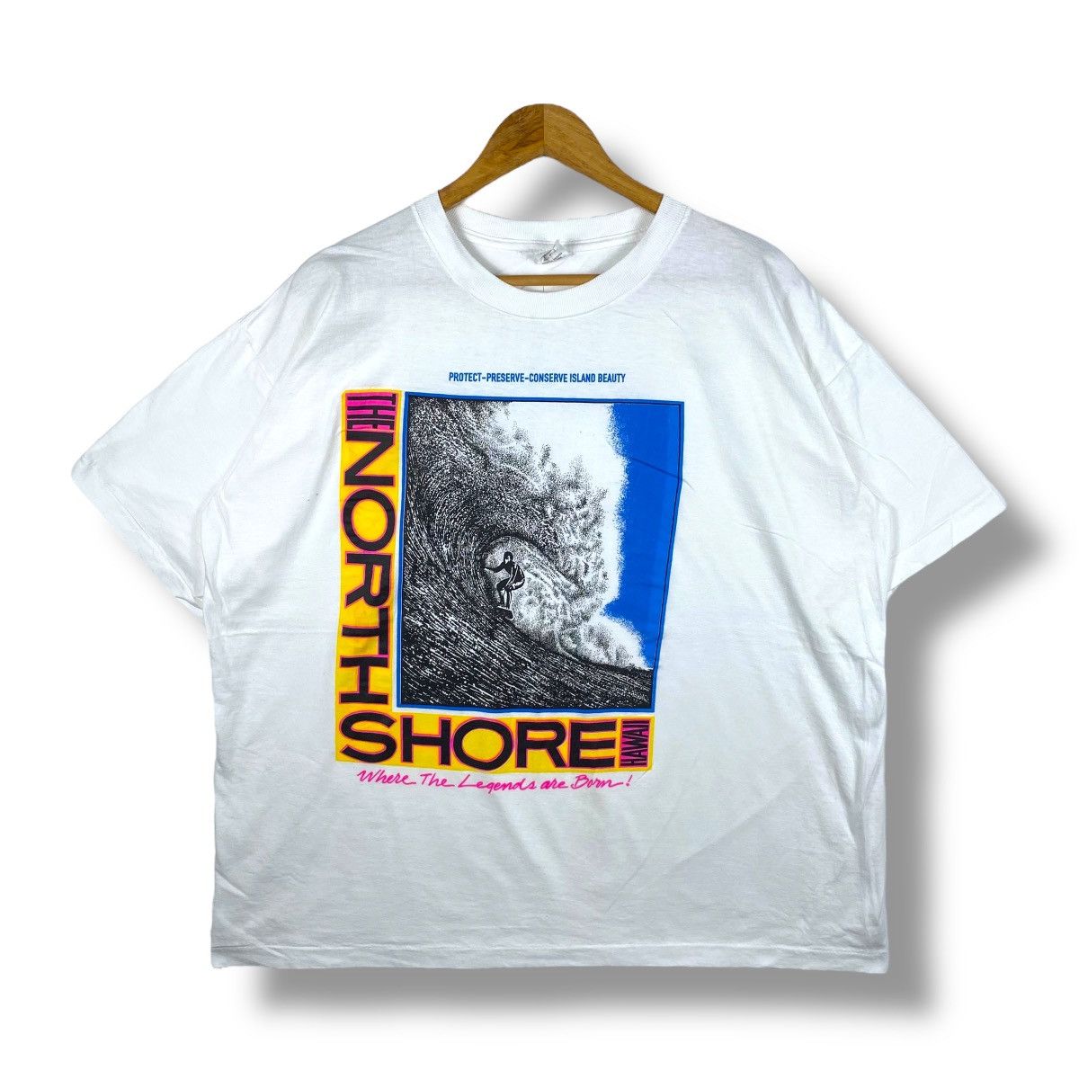 Vintage Vintage 90's The North Shore Hawaii Surfer Graphic Tee Shirt Size US XL / EU 56 / 4 - 1 Thumbnail