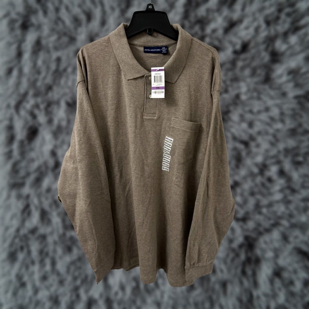 Vintage John Ashford Polo Shirt Mens 2XL Mocha Brown Pocket Long Sleeve NWT Size US XXL / EU 58 / 5 - 1 Thumbnail