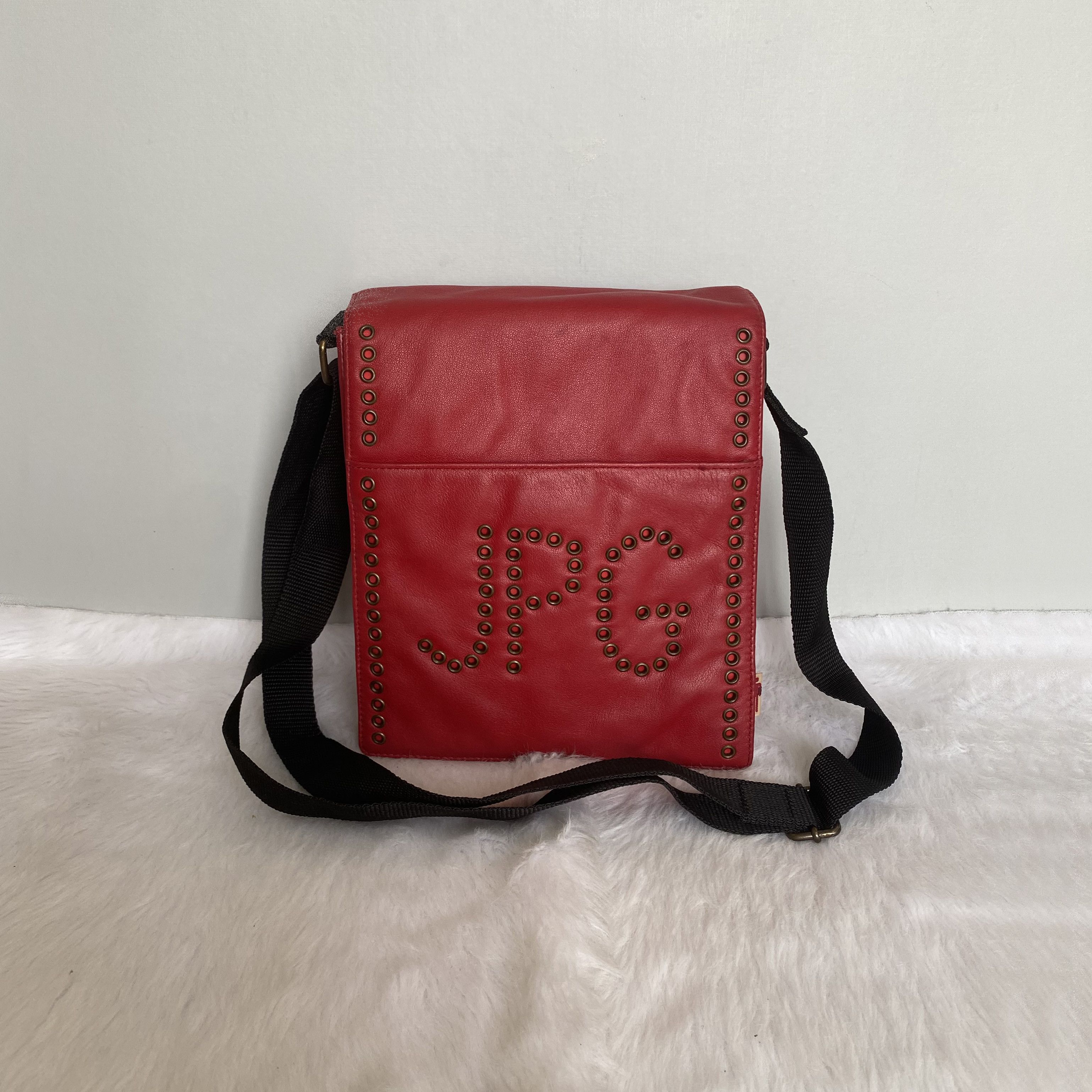 JPG Jean Paul Gaultier Logo Studded Leather Crossbody Bag