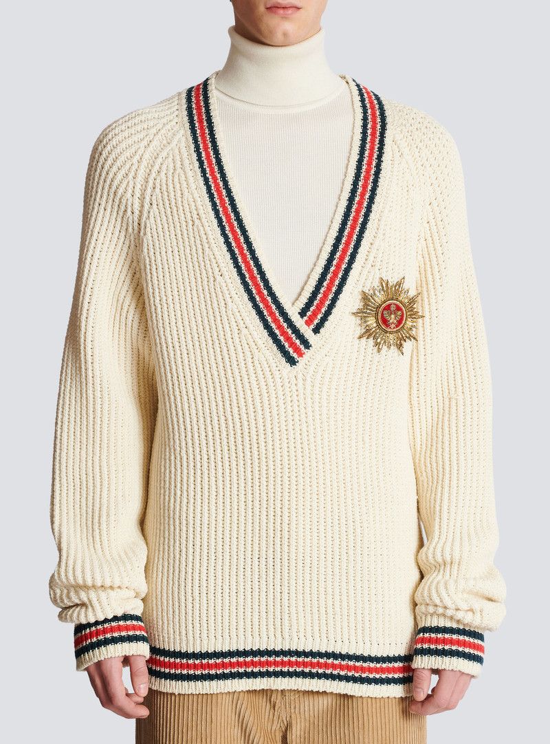 Balmain o1y0426 V-Neck Sweater in Multicolor Size US S / EU 44-46 / 1 - 2 Thumbnail