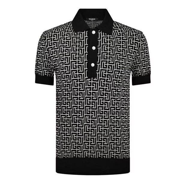 image of Balmain O1G2R1Mq0324 Polo Shirt In White & Black in White/Black, Men's (Size Medium)