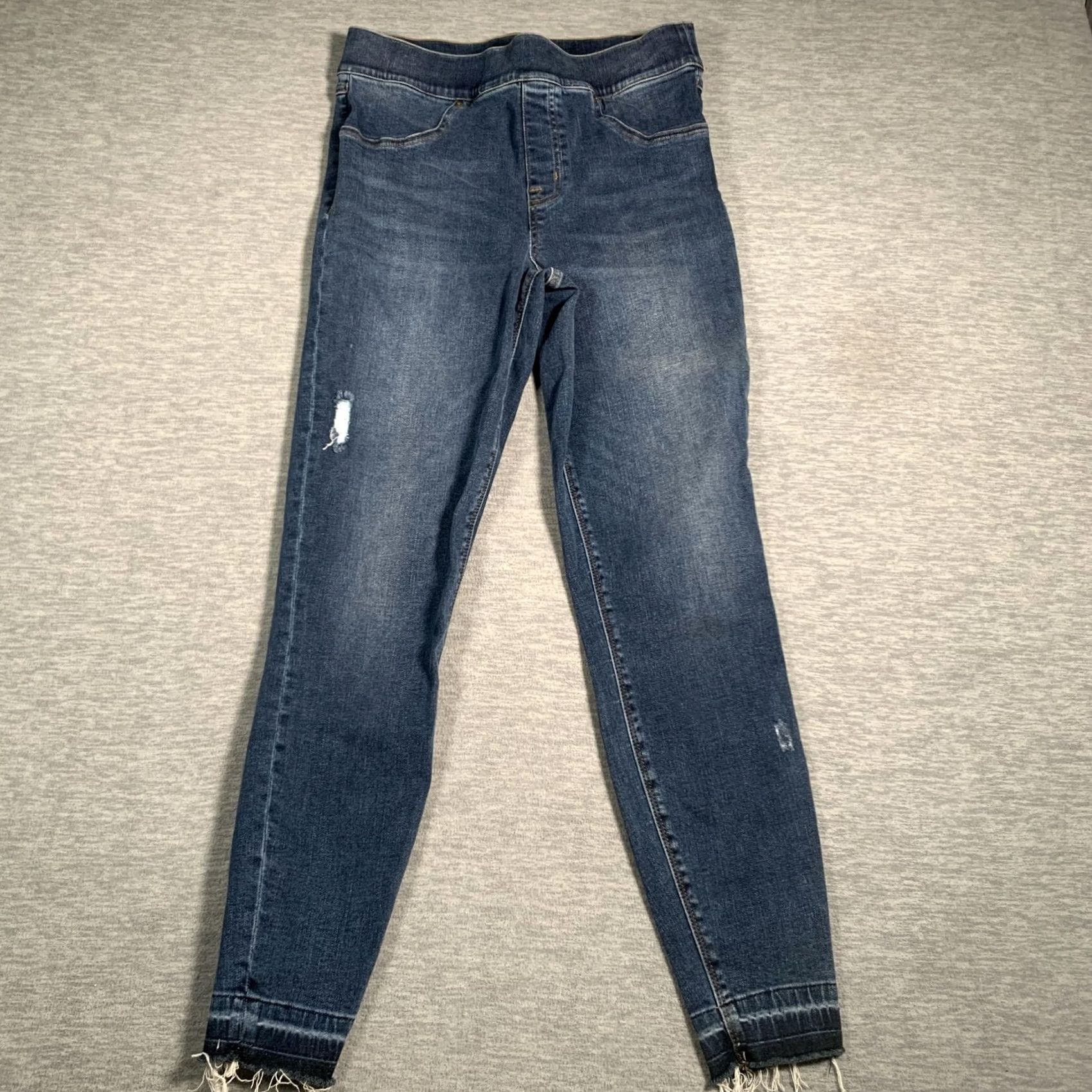 Spanx Spanx Jeans Womens Medium Blue Distressed Frayed Hem Skinny Stretch Denim Pants Size 32" / US 10 / IT 46 - 2 Thumbnail
