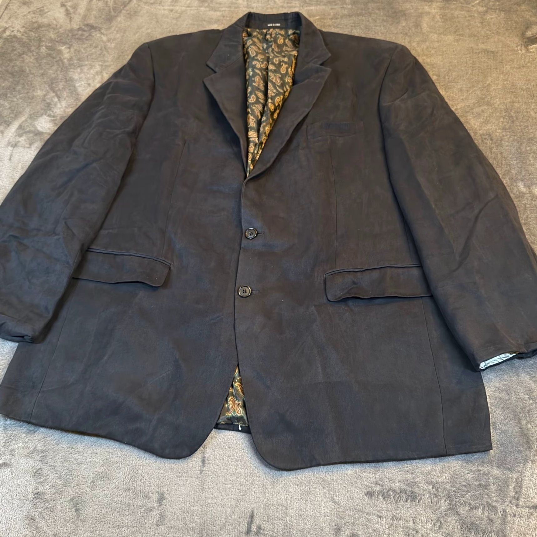 Ralph Lauren VINTAGE? No — Lauren Ralph Lauren Sport Coat Navy Blue Paisley Lining Blazer Men 46 Regular Adult Medium? Size 46R - 2 Thumbnail