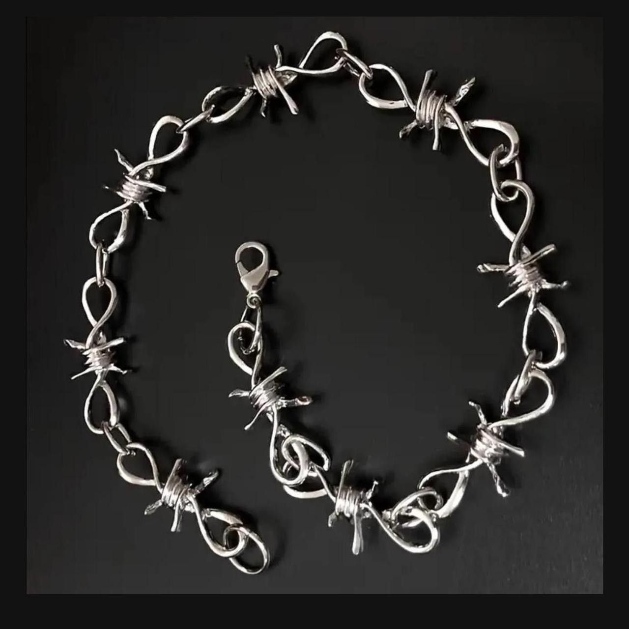 Jewelry Silver Barb Wire Chain Necklace -CHN Size ONE SIZE - 4 Thumbnail