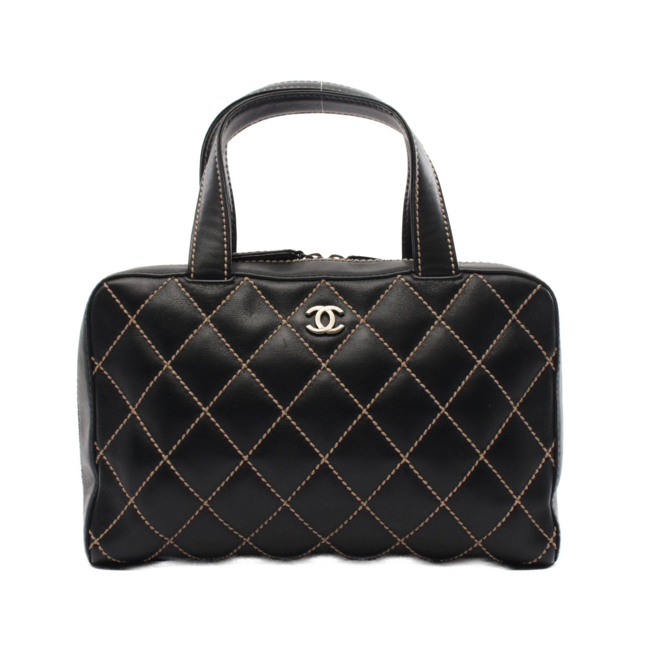 Chanel Chanel Wild Stitch Handbag Mini Boston Bag Leather Black Antique Gold Hardware Size ONE SIZE - 1 Thumbnail