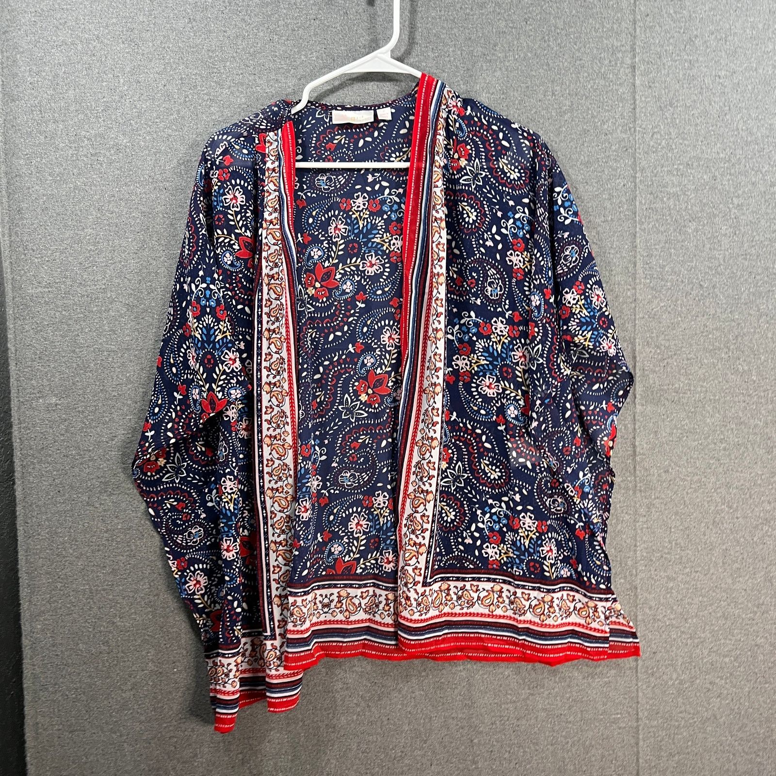 Other Belle by Kim Gravel Border Print Woven Cardigan Navy, Small Size S / US 4 / IT 40 - 1 Thumbnail