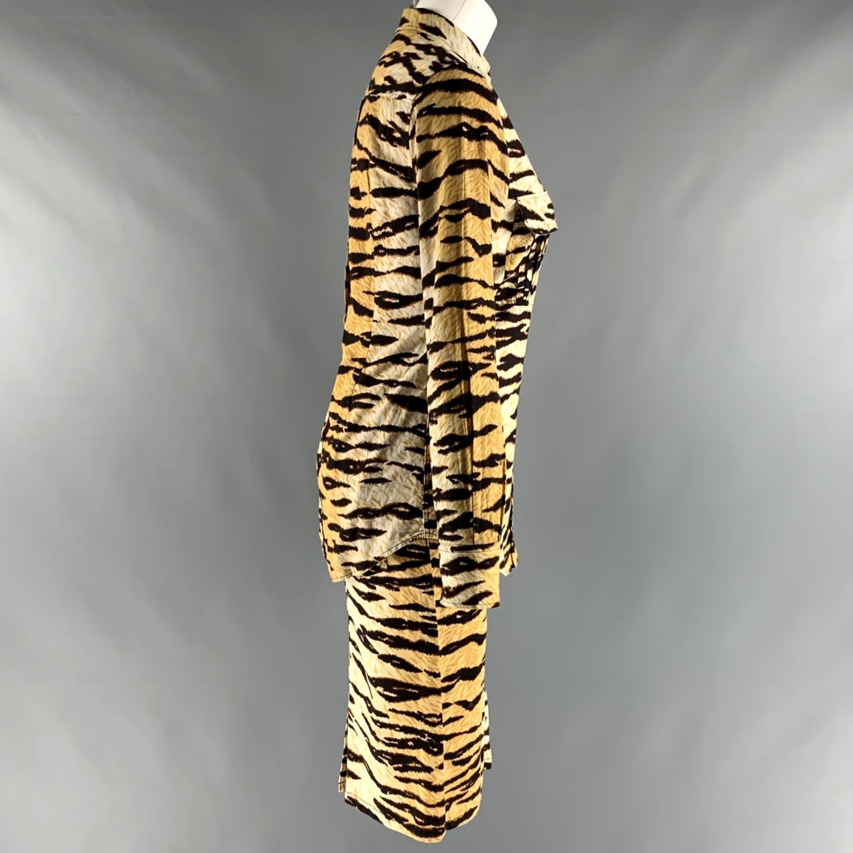 Dolce & Gabbana D&G by DOLCE & GABBANA Brown Gold Cotton Blend Skirt Sets XS Womens Outfit/Set Animal Print Italy Size 26" / US 2 / IT 38 - 3 Thumbnail