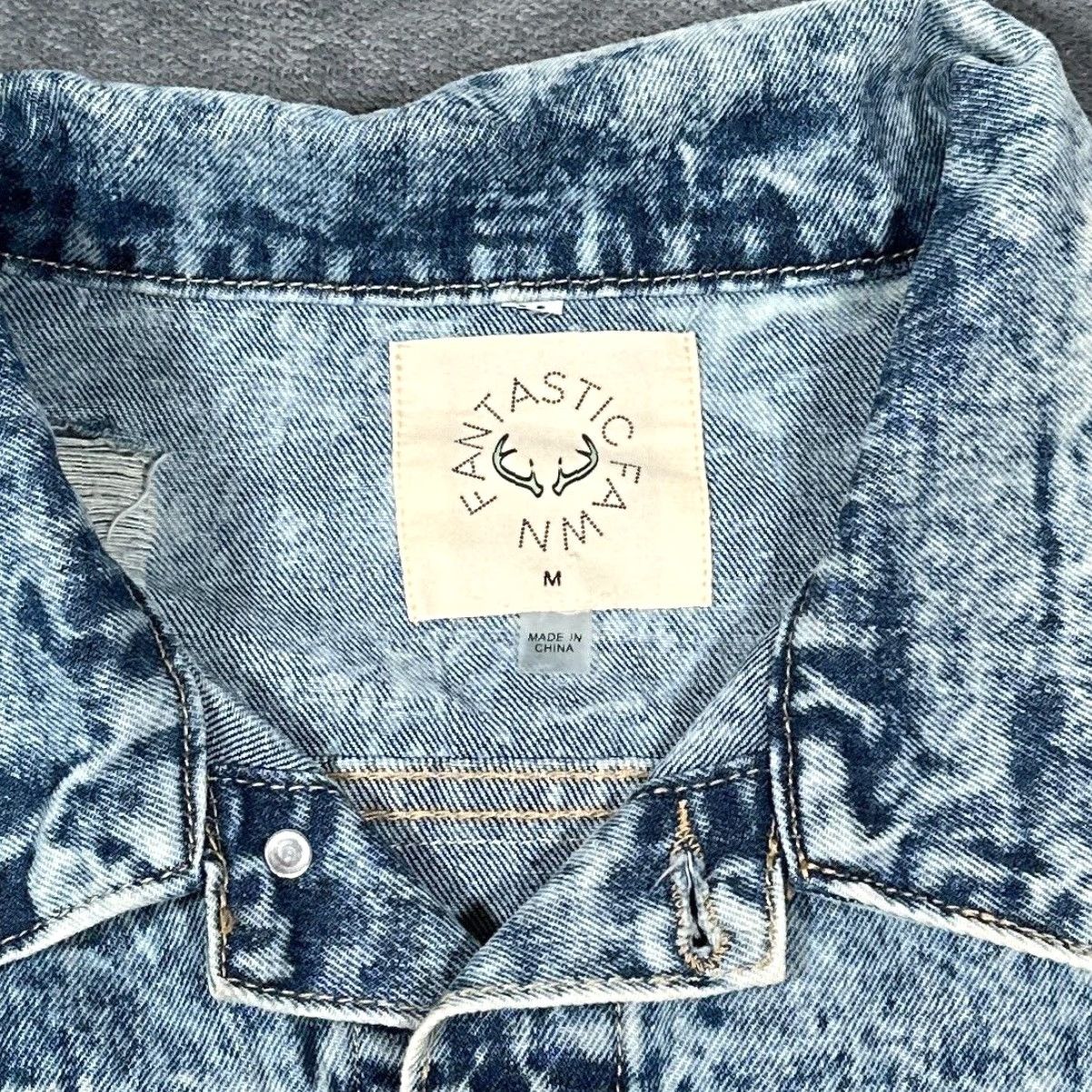 Denime VINTAGE Fantastic Fawn Denim Trucker Jacket Women’s Medium Blue Acid Wash Fringe Western 90s Casual Size 32" / US 10 / IT 46 - 4 Thumbnail
