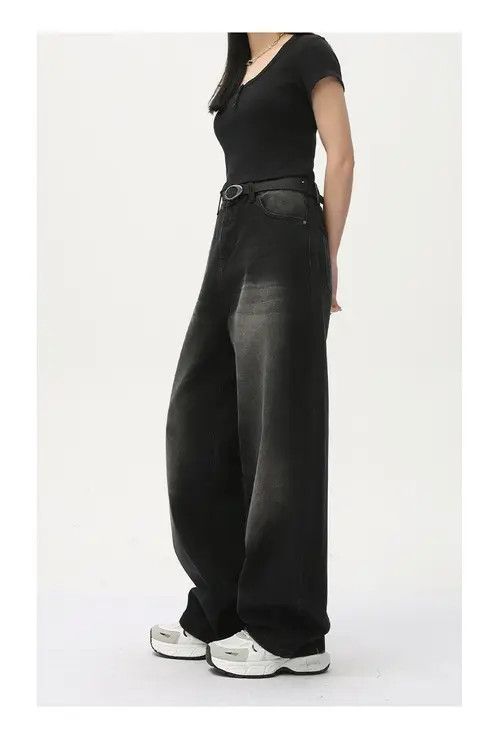 Jean Japanese distressed wide-leg scimitar all-match washed jeans Size US 32 / EU 48 - 3 Thumbnail