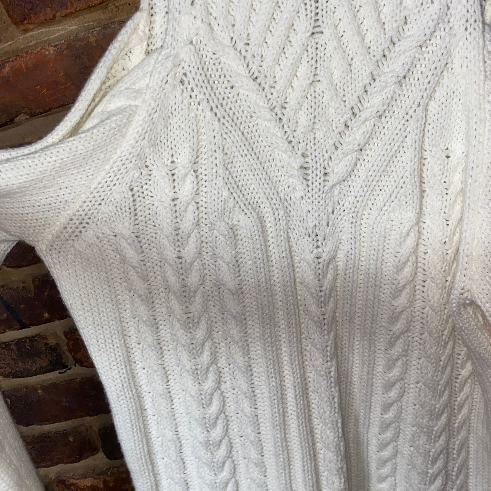 Venus Venus White Cable Knit High neck Pullover Sweater Size Large Size L / US 10 / IT 46 - 4 Thumbnail