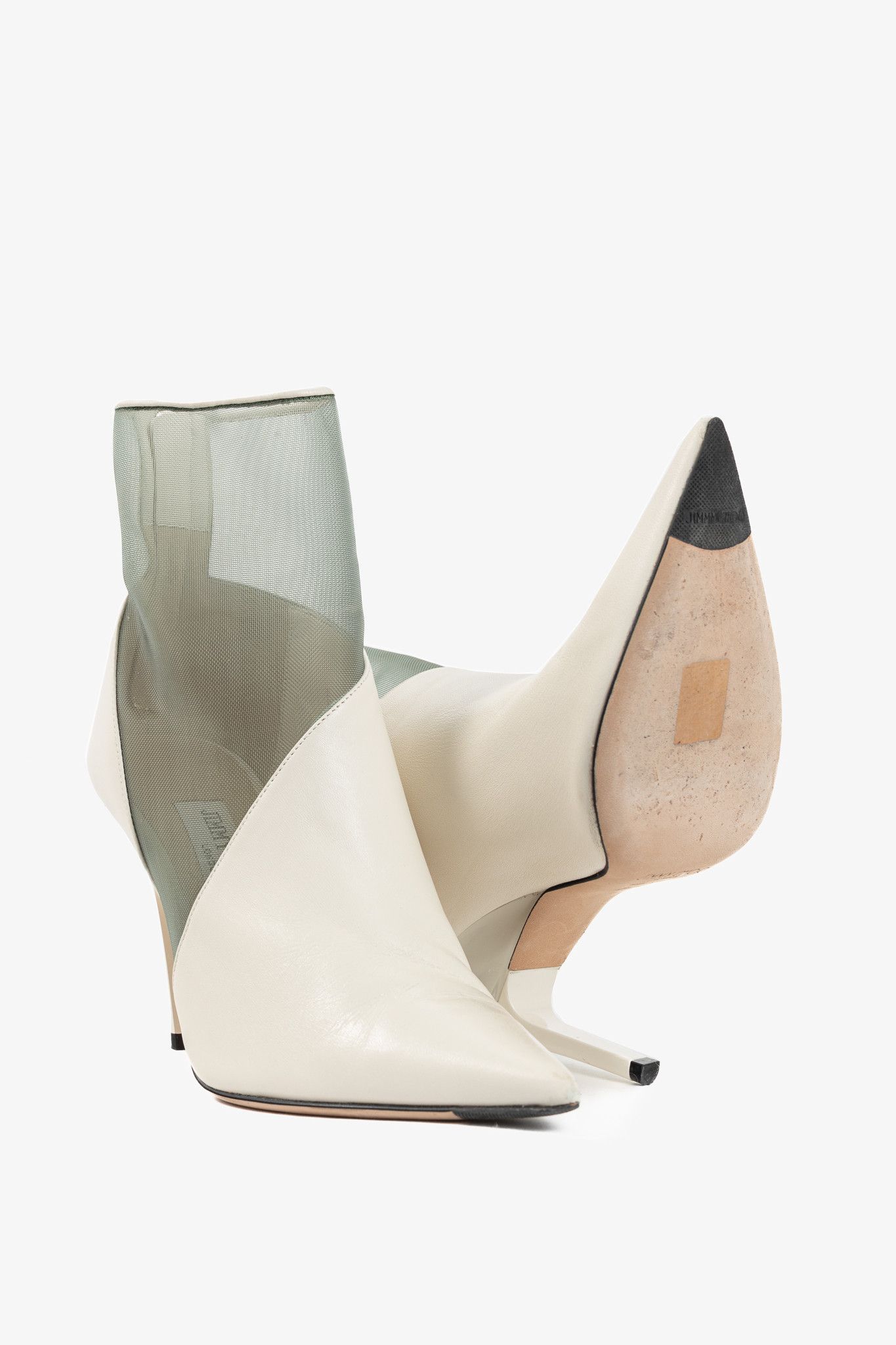 Jimmy Choo Jimmy Choo Sioux 100 Latte Nappa & Mint Mesh Ankle Boots Size US 7 / IT 37 - 4 Thumbnail