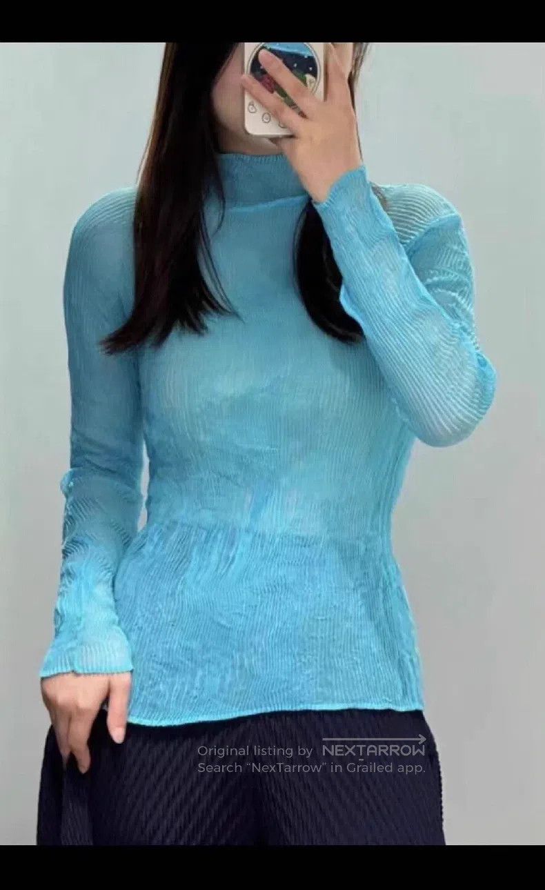Issey Miyake Issey Miyake Willow-Pattern Sheer Turtleneck Top Size L / US 10 / IT 46 - 4 Thumbnail