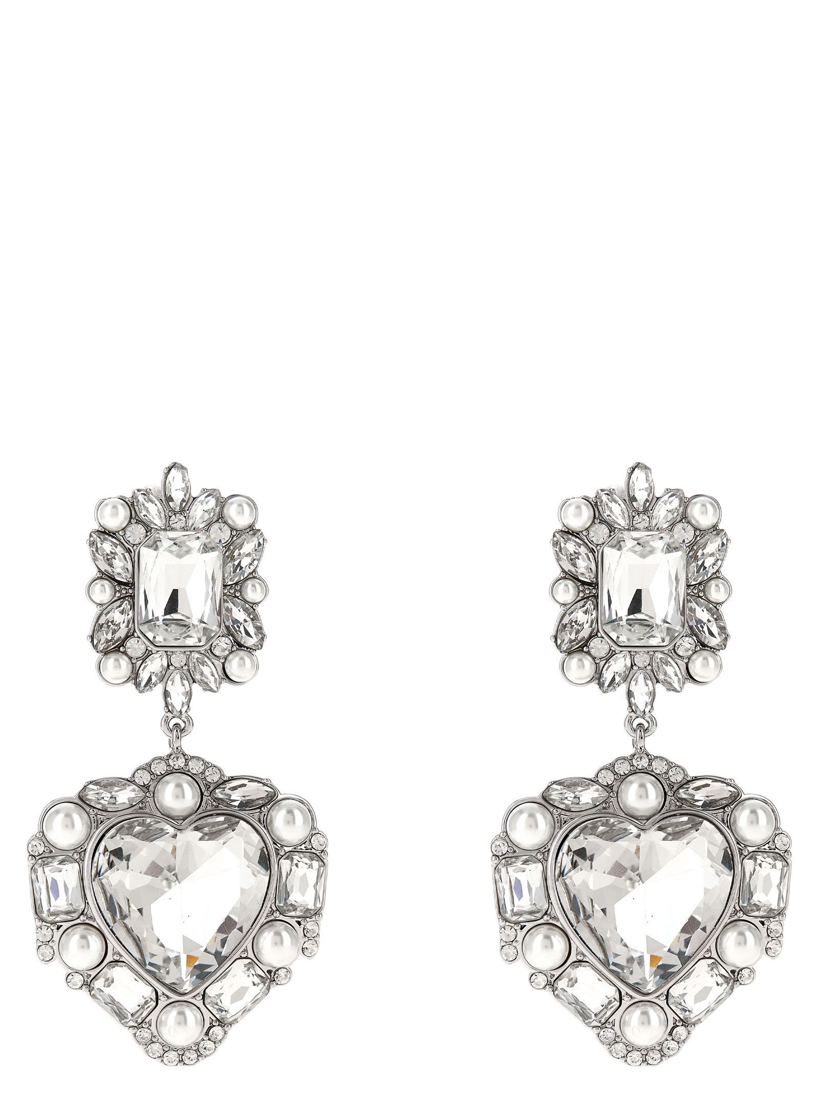 Self-Portrait 'Crystal Pearl Tiered Heart' earrings Size ONE SIZE - 1 Thumbnail